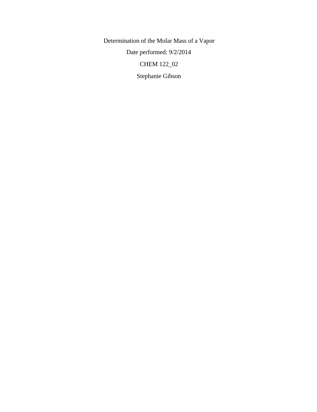 Determination of the Molar Mass of a Vapor lap report2_dghok6851rp_page1