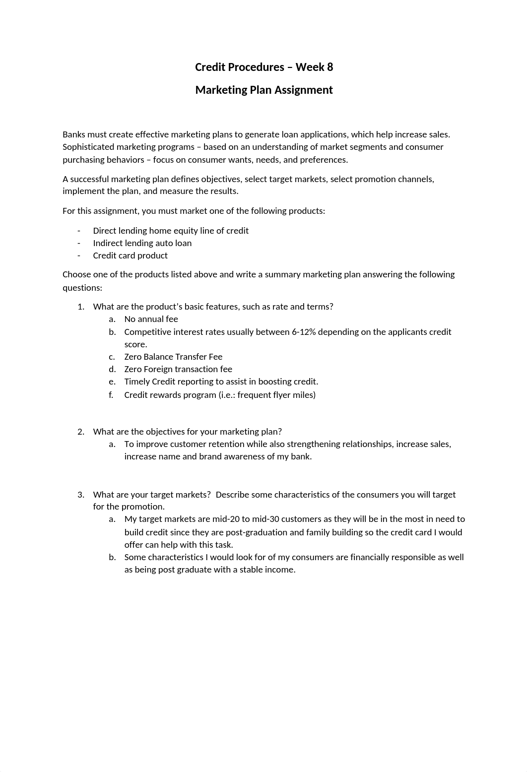 Credit Procedures - Week 8 - Marketing Plan Assignment.docx_dgi3tpb684v_page1