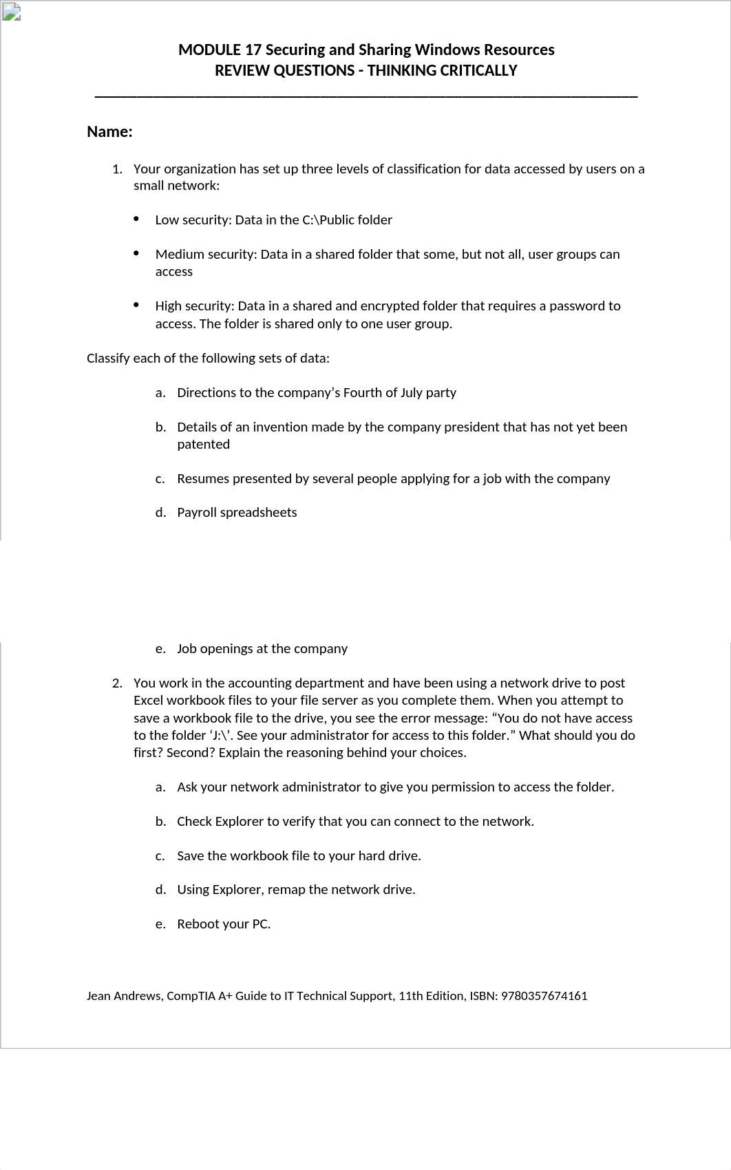 Mod 17 Securing and Sharing Windows Resources Review Questions.docx_dgk0gew0888_page1