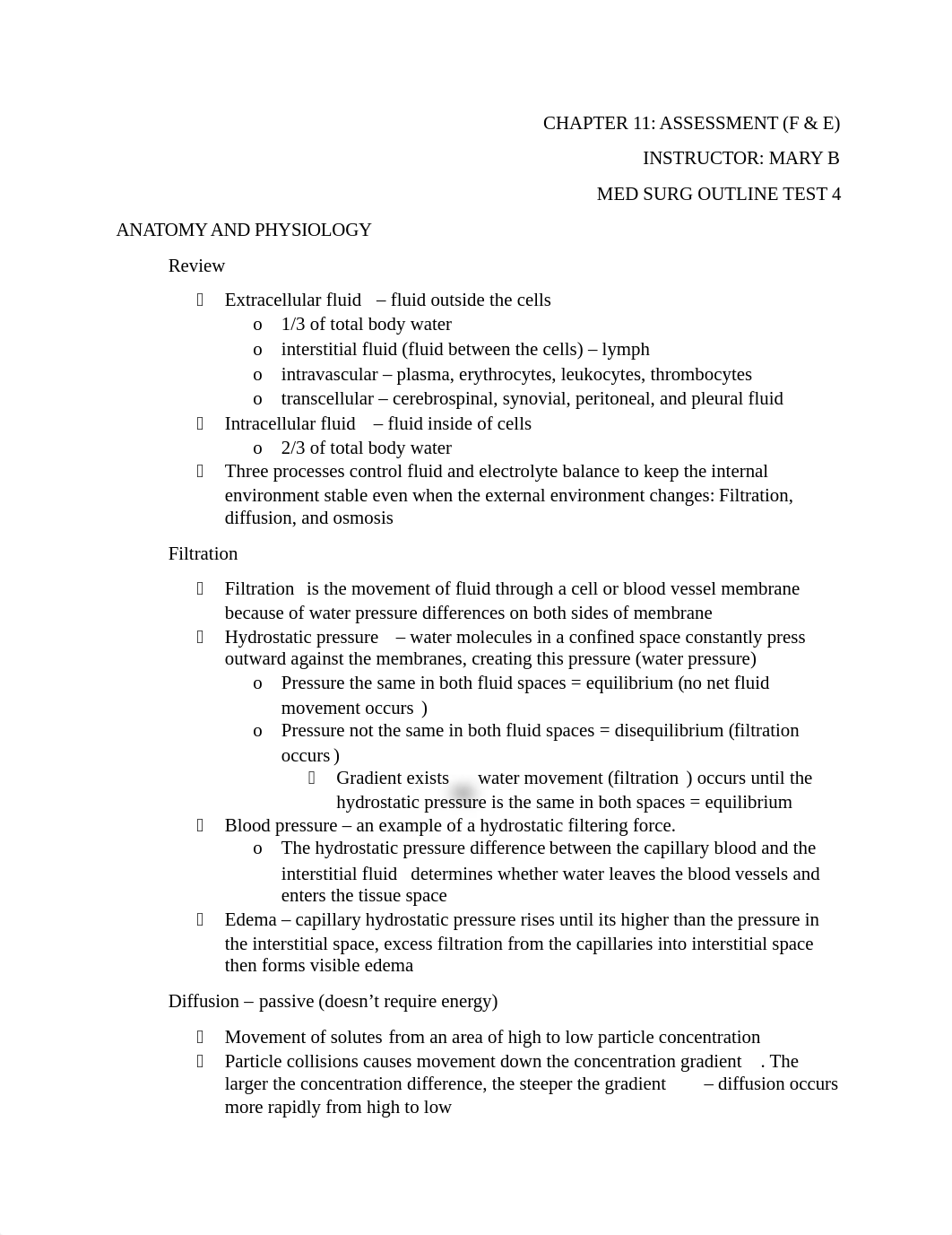 Chapter 11 Fluids and Electrolyte Balance Med surg outline test 4 .docx_dgk0yvevrja_page1