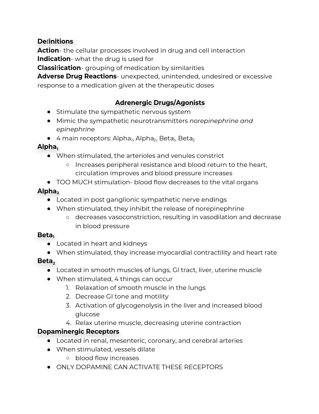 NUTH3010- Pharmacology Quiz #1 Study Guide.pdf_dgkc49guaj1_page1