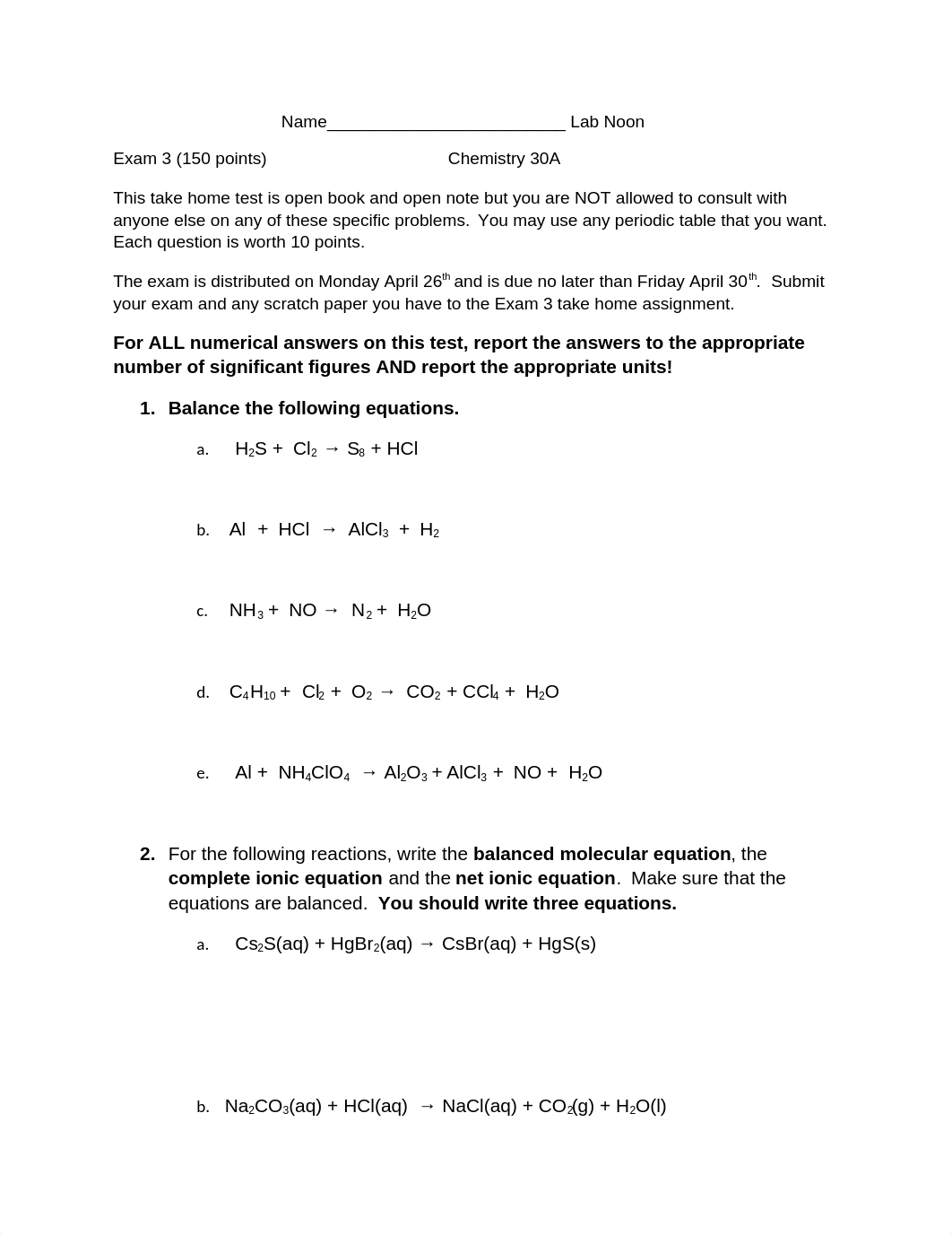 Intro Chem major exam 3 Sp 21 100 without answers.doc_dgkjsn23013_page1