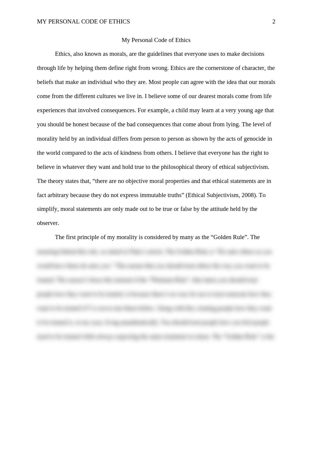 My Personal Code of Ethics - Essay.docx_dgldfxjuzzj_page2