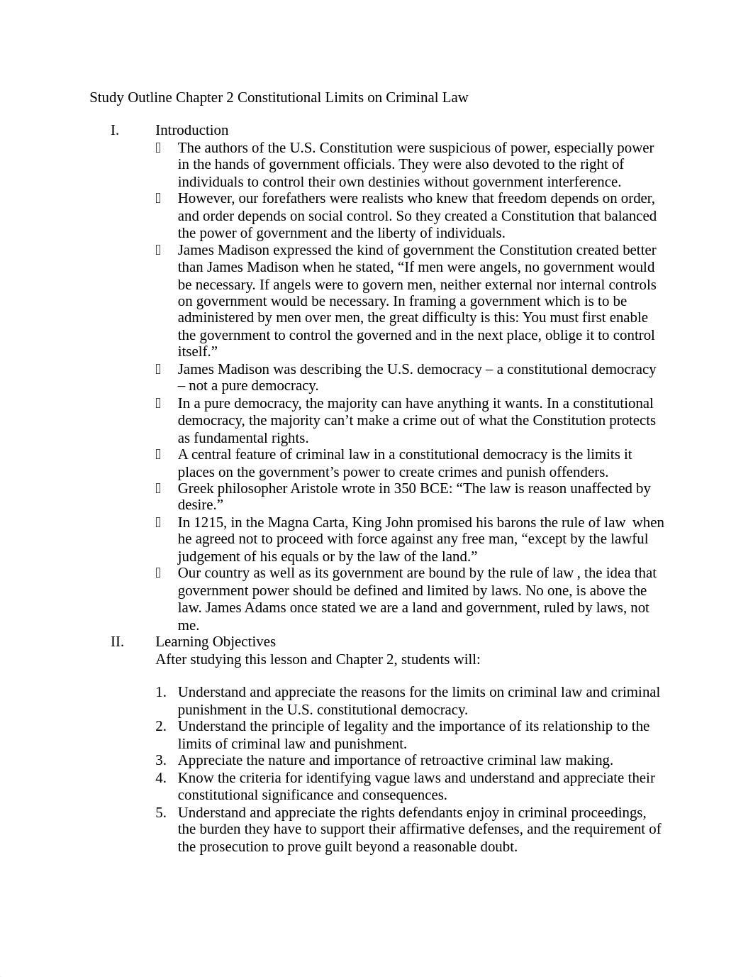 Study Outline Chapter 2 Constitutional Limits on Criminal Law ja.docx_dgle27qqhno_page1