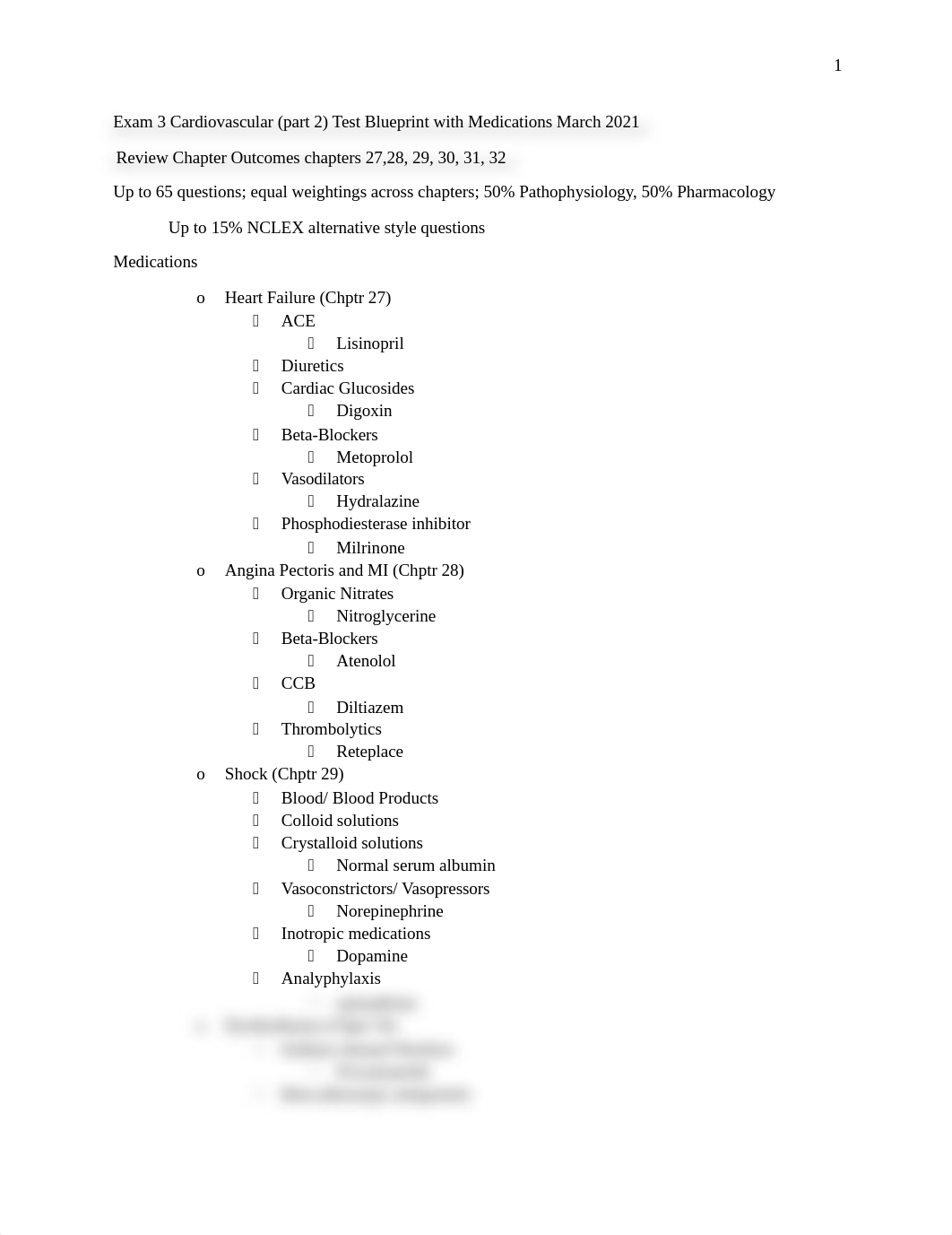 Exam 3 Cardiovascular Test Blueprint with Medications_March 2021.docx_dgln0bdl2av_page1