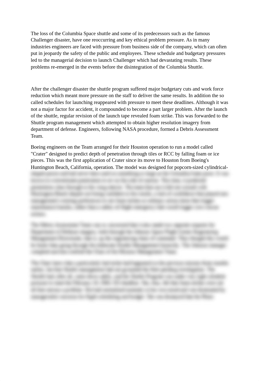 The loss of the Columbia Space shuttle and some of its predecessors such as the famous Challenger_dgmli1a1s3z_page1