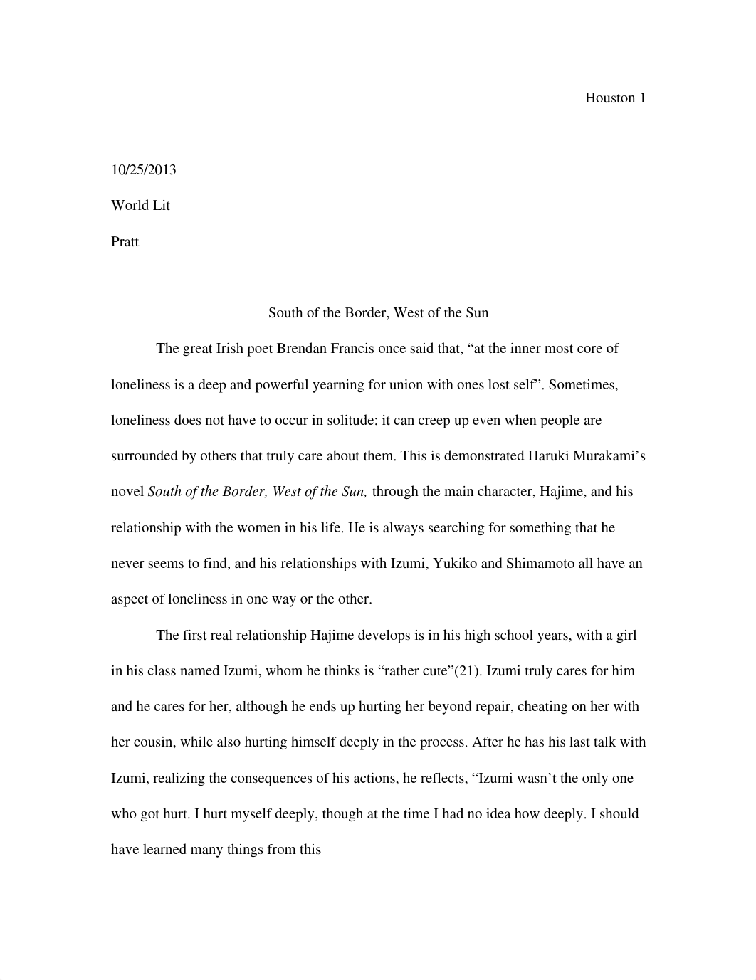 South of the Border, West of the sun essay_dgmzf0fhjoo_page1