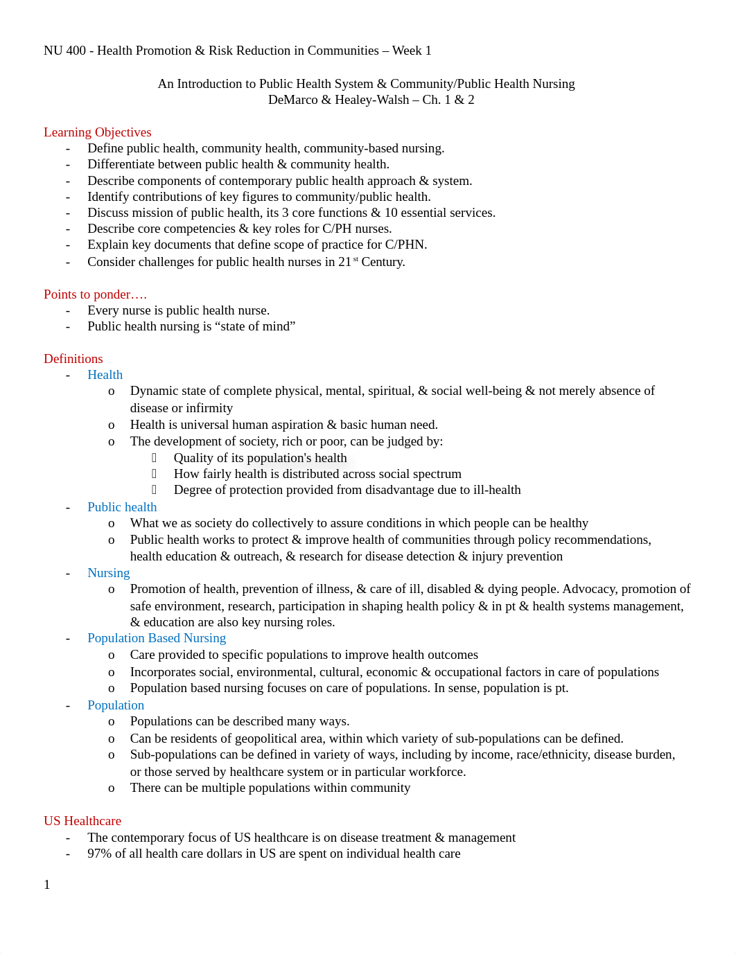 NU 400 WK 1 - Ch. 1 & 2 Introduction to Public Health.docx_dgn7l92qqbz_page1