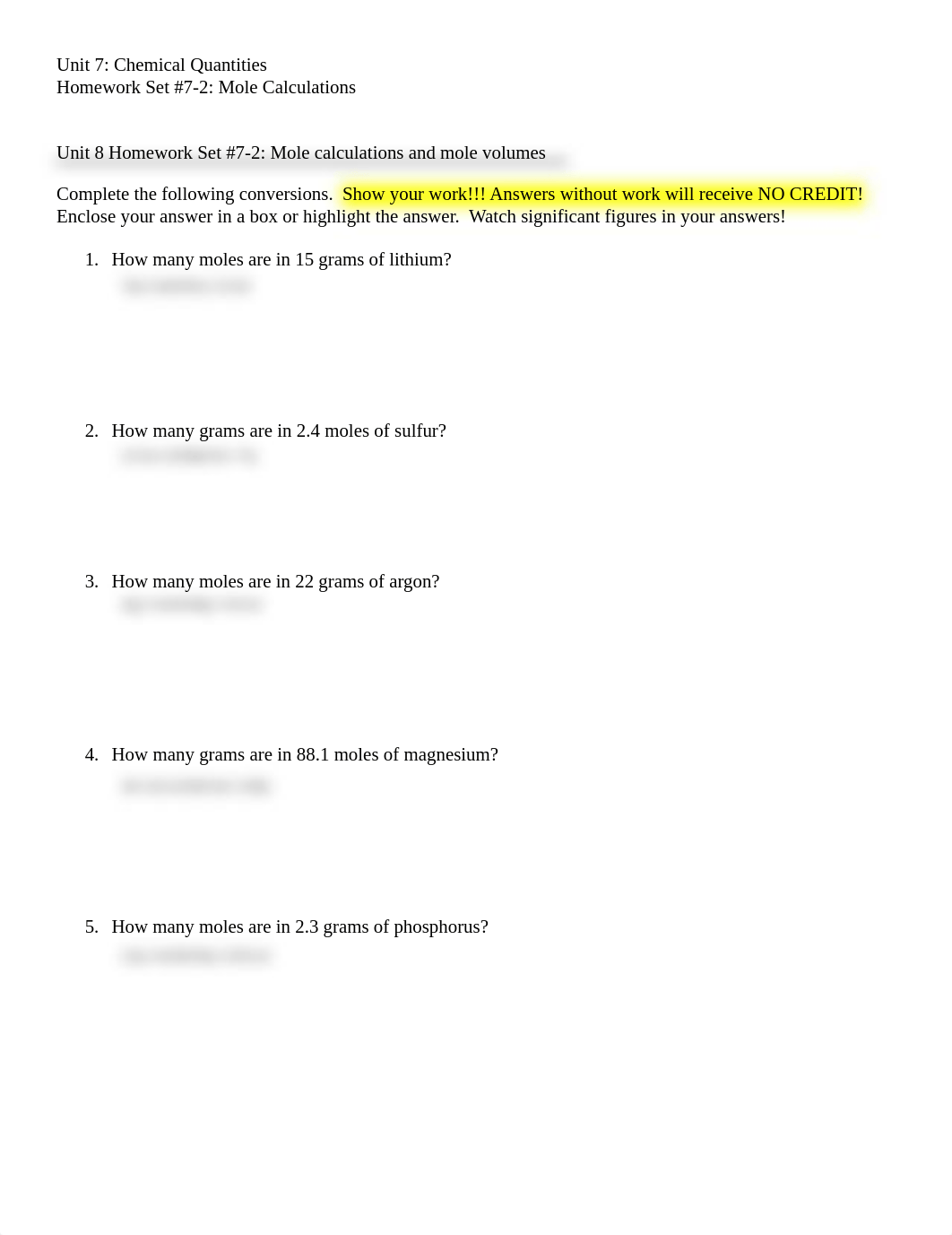 Chemistry 1 - Unit 7 - Chemical Quantities - Homework Set 7-2 - PDF.pdf_dgnjp5eztog_page1