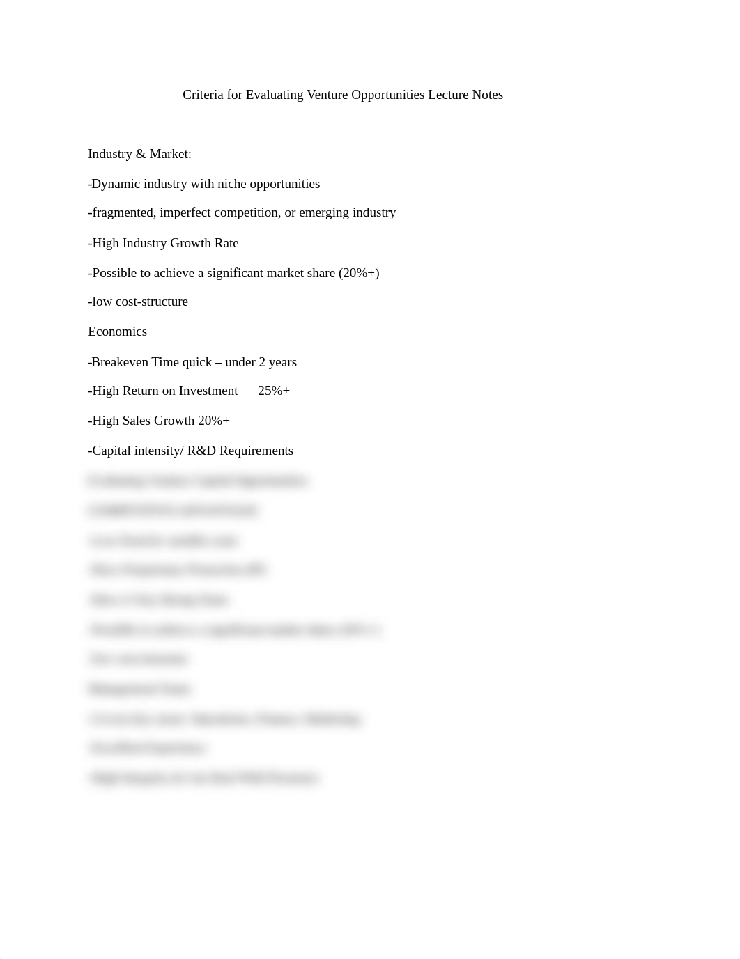 Criteria for Evaluating Venture Opportunities Lecture Notes_dgogaejee1d_page1