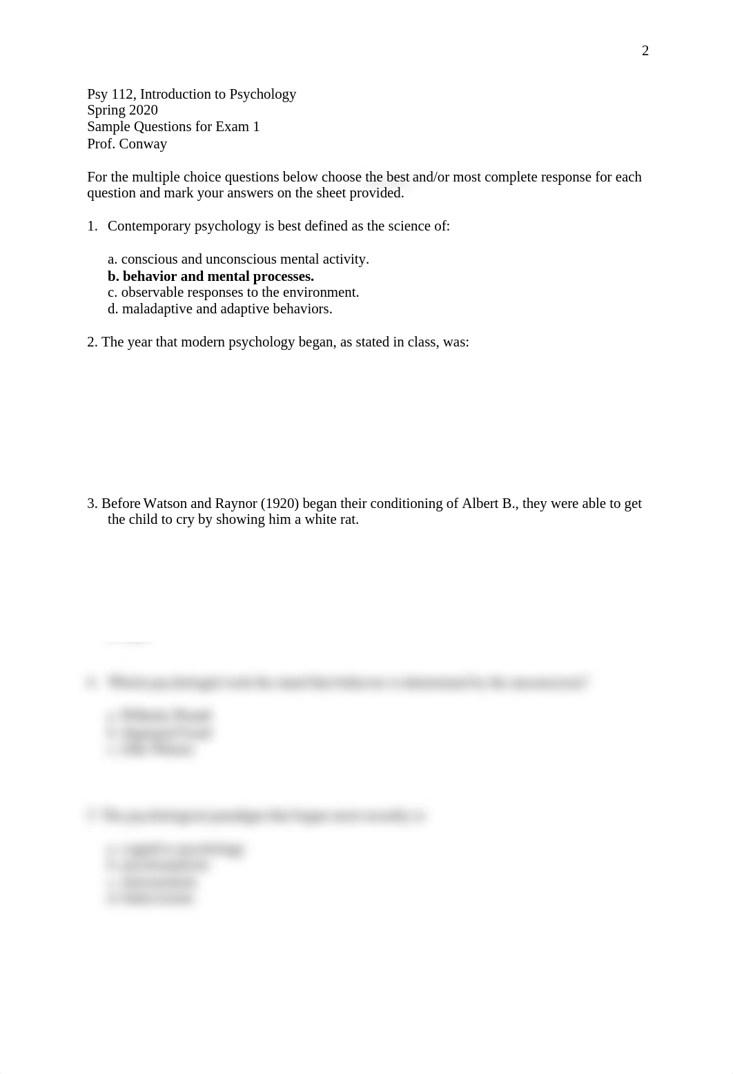 Psy 112 Exam 1 Sample Questions Spring 2020 - Answer Key.docx_dgoyadpeuvs_page2