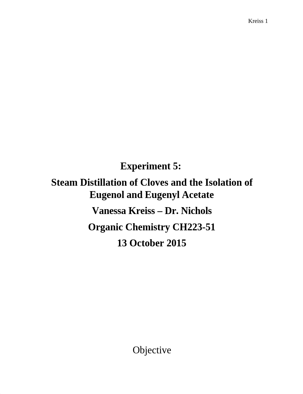 Experiment 5 Steam Distillation of Cloves and the Isolation of Eugenol and Eugenyl Acetate_dgpq2ev50ov_page1