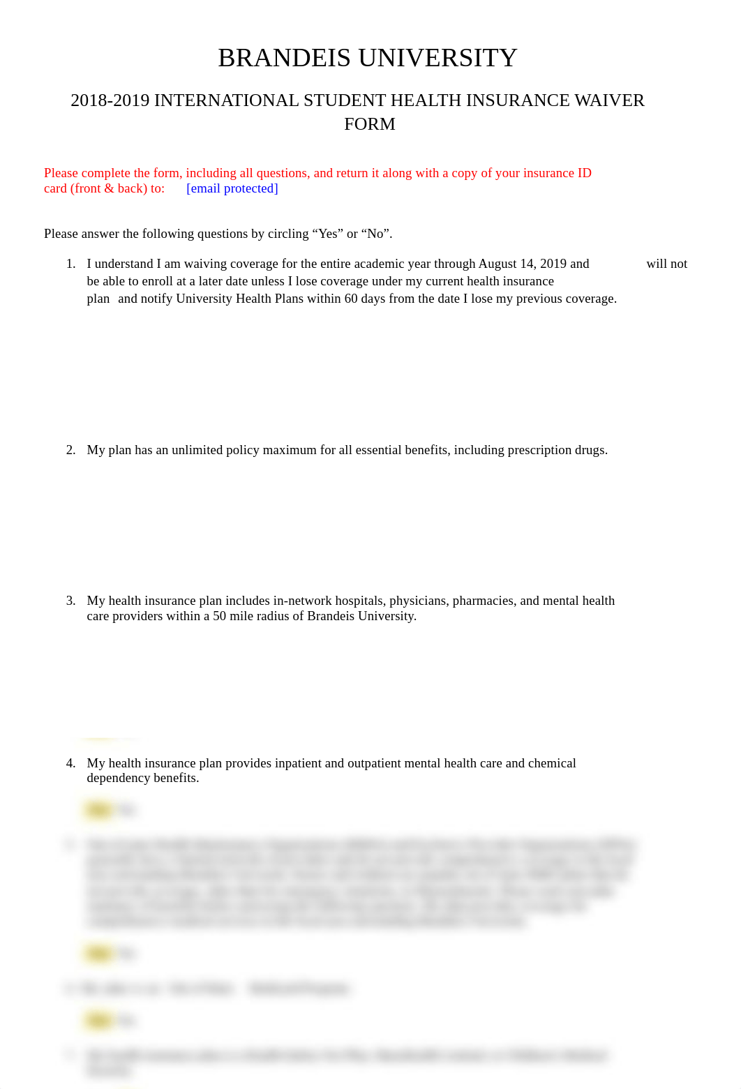 Brandeis - 1819 International Student Waiver Form - Lei Feng (20785693).pdf_dgpvesvpfyy_page1