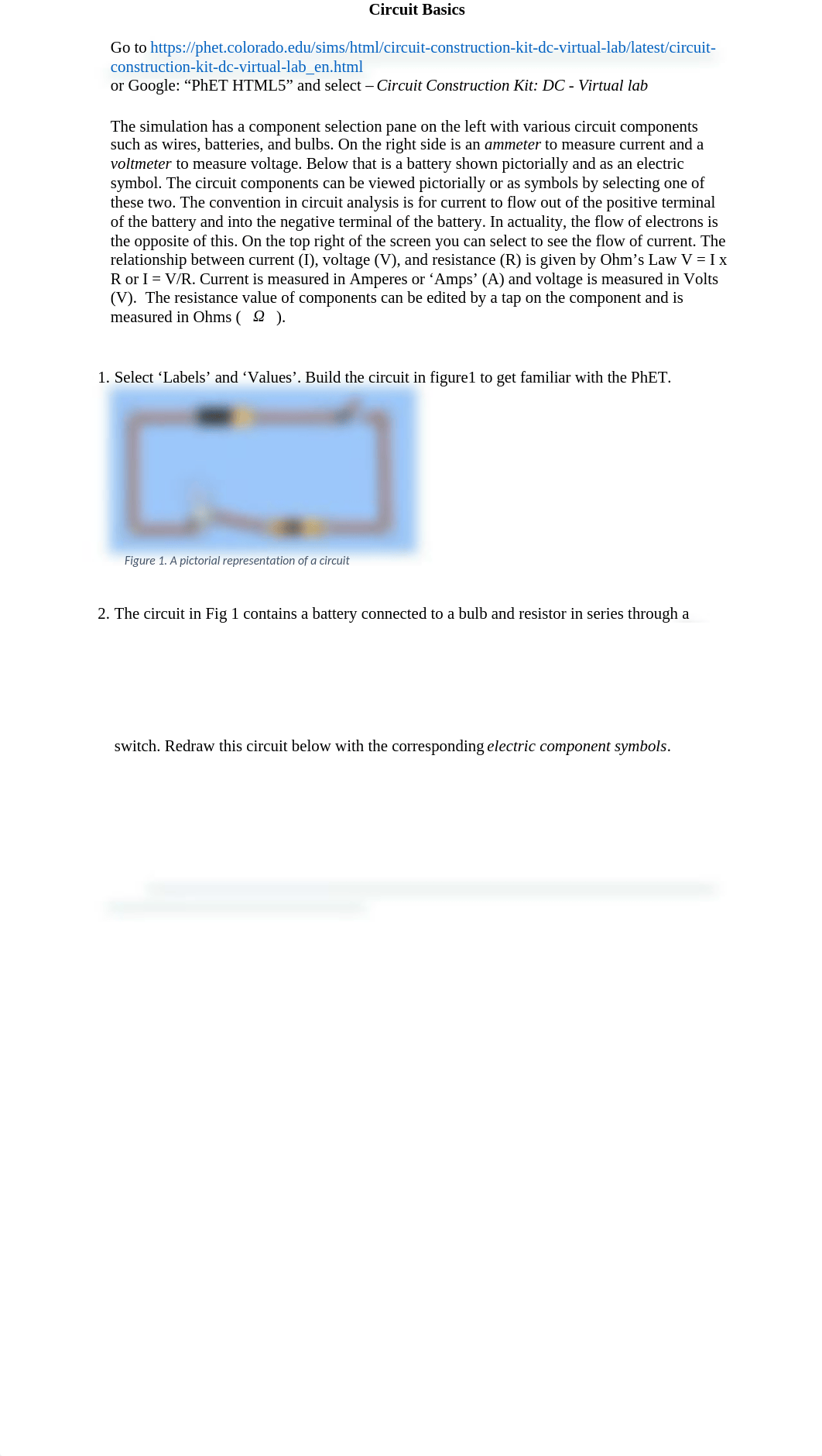 Lab 2 Virtual - Circuit Basics - I, V and R.docx_dgq6cexdu71_page1