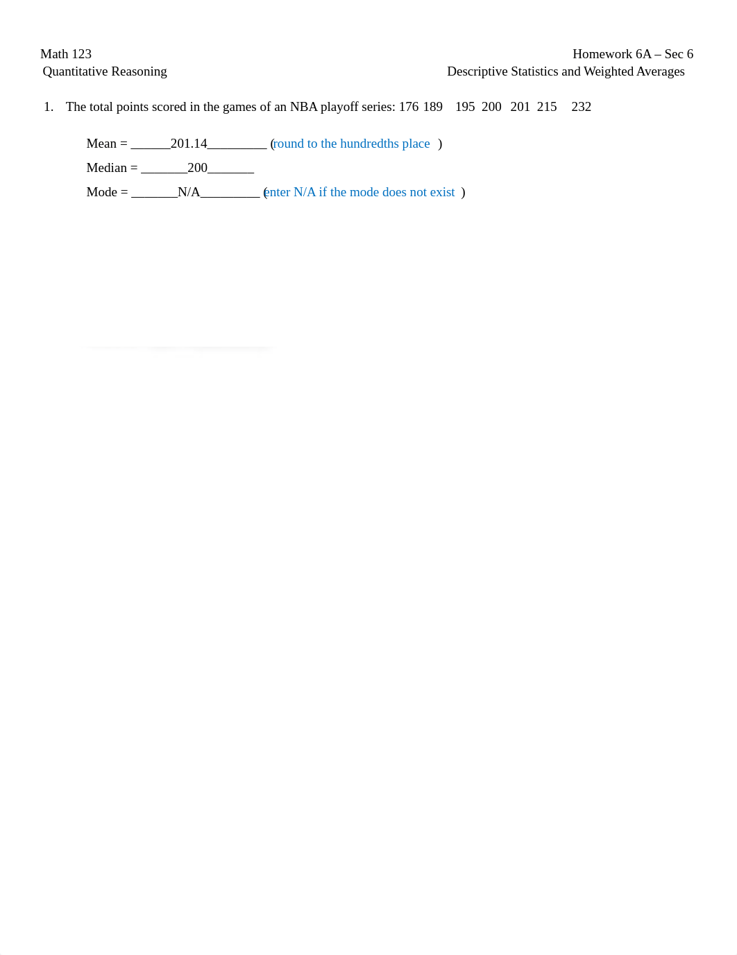 HW 6A - Sec 6 Descriptive Statistics and Weighted Averages.docx_dgq8w8s33s1_page1