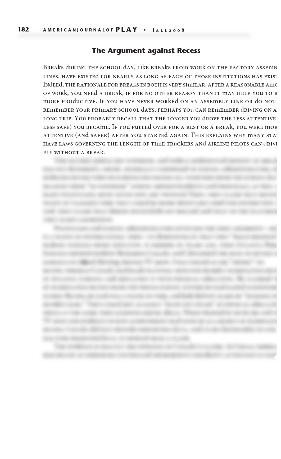 American Journal of Play _ Vol. 1 No. 2 _ ARTICLE_ The Recess Debate_ A Disjuncture between Educatio_dgqms7d6flq_page2