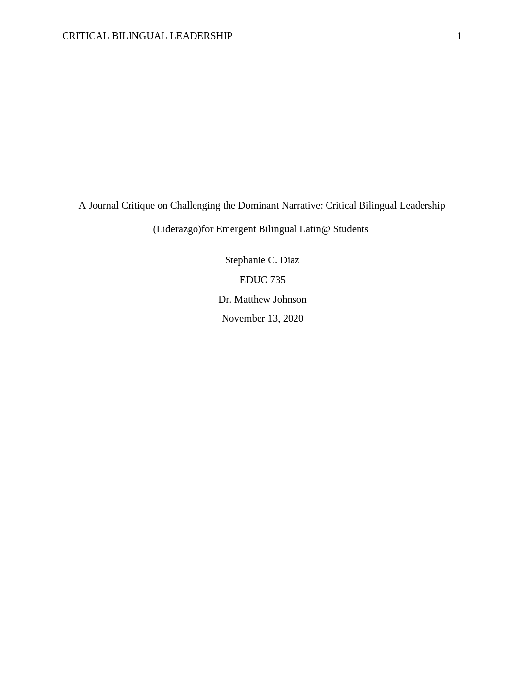 Journal Critique EDUC 735 Bil Leadership Emergent Latino ELLs.docx_dgqnhz13txv_page1