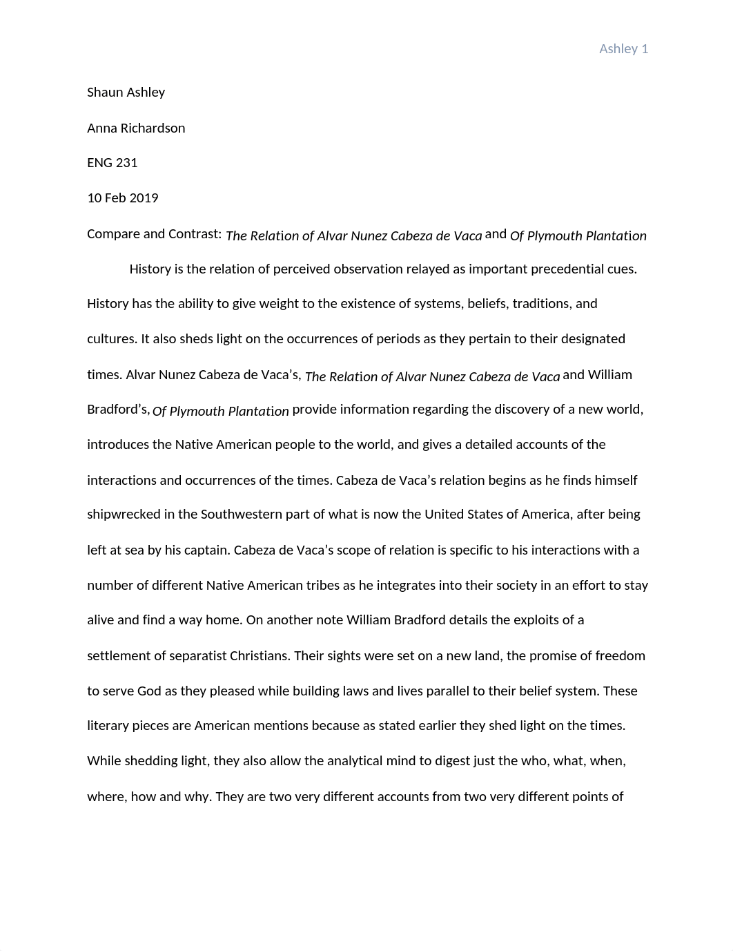 Compare and Contrast Cabeza de Vaca and Bradford.docx_dgqxsstzkpr_page1