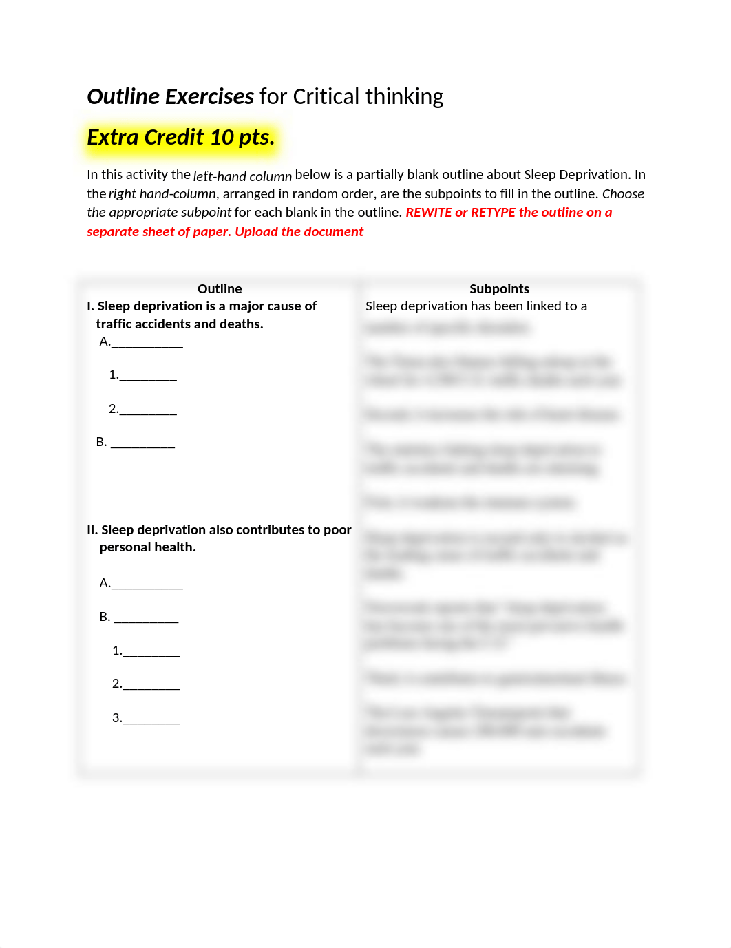 ACTIVITY EXTRA CREDIT-Outline Critical thinking EXERCISE.docx_dgr301eihub_page1