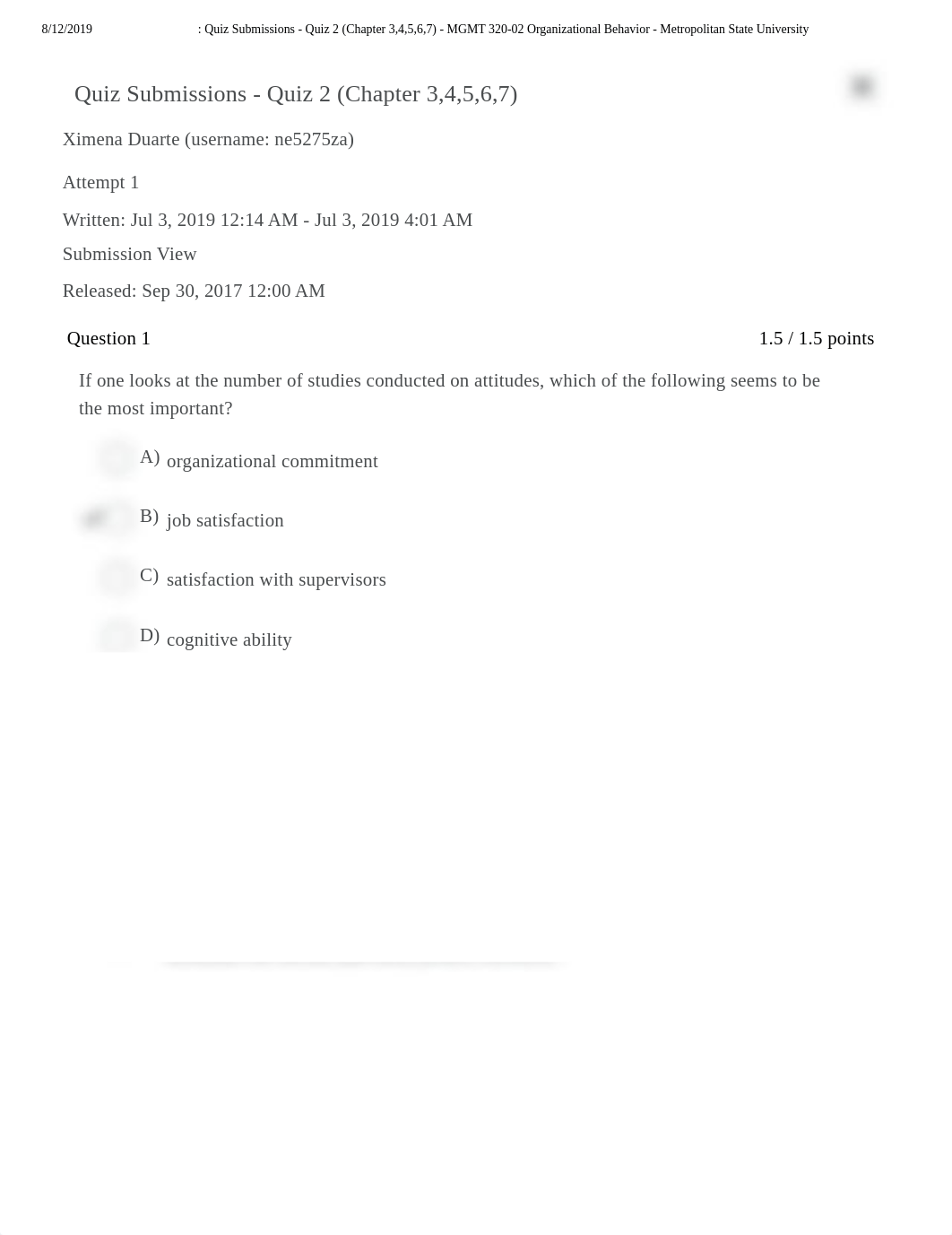 Quiz 2 (Chapter 3,4,5,6,7) - MGMT 320-02 Organizational Behavior - Metropolitan State University.pdf_dgsta0w5lzu_page1