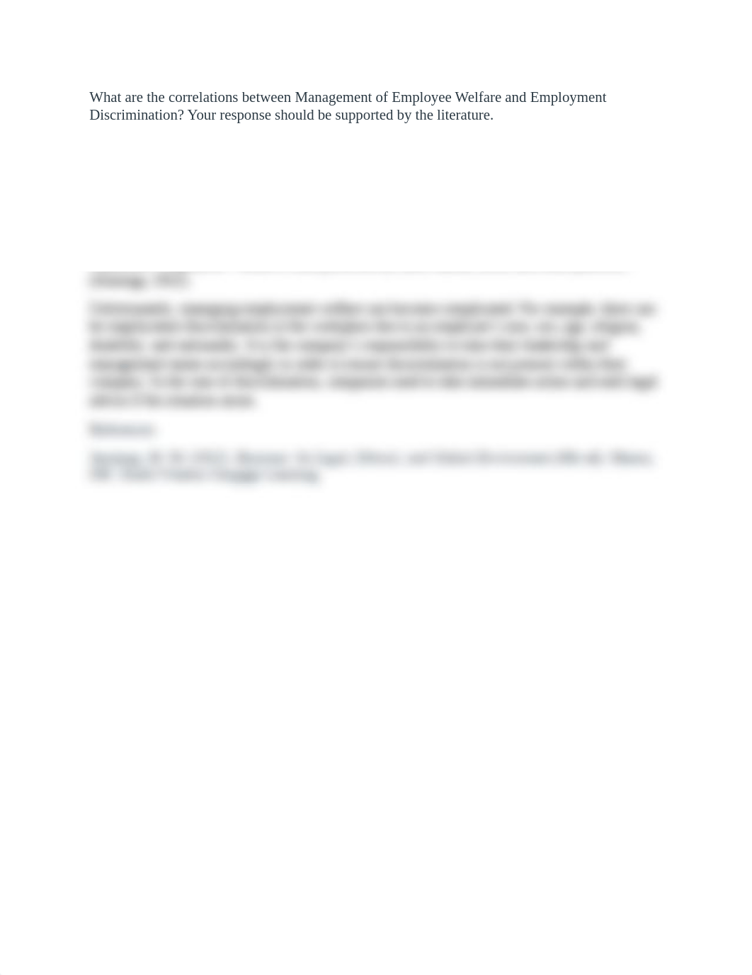 What are the correlations between Management of Employee Welfare and Employment Discrimination.docx_dgtbqvcav73_page1