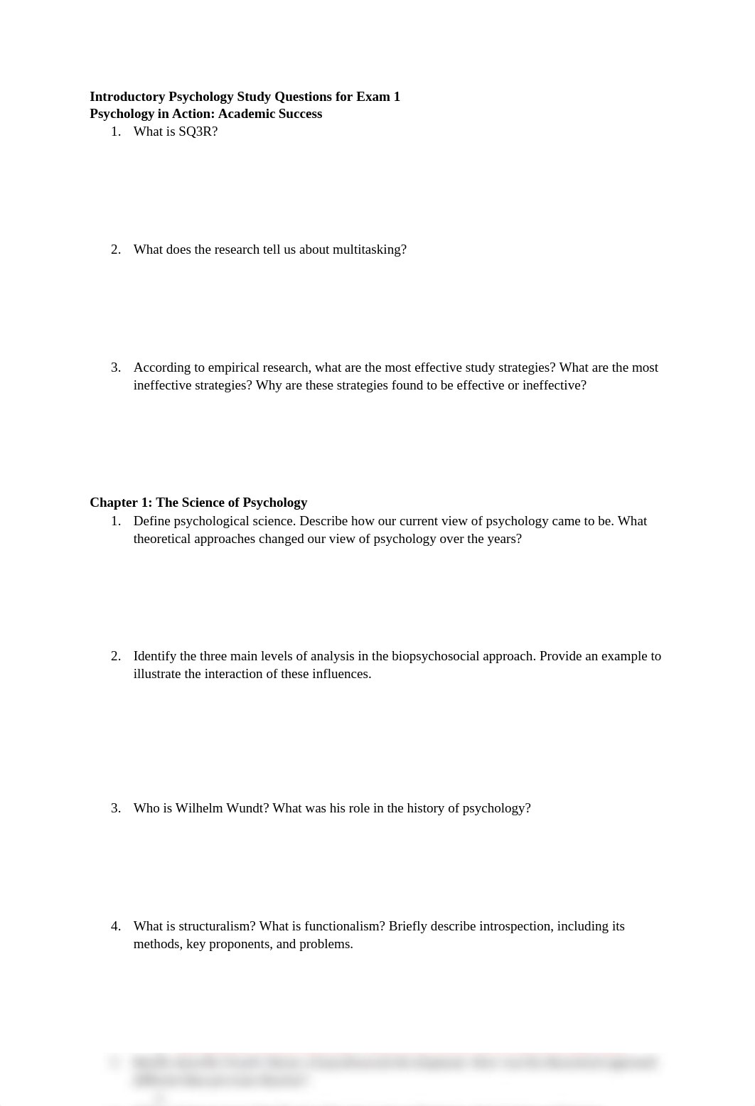 Introductory Psychology Study Questions for Exam 1_dgthrqafclg_page1