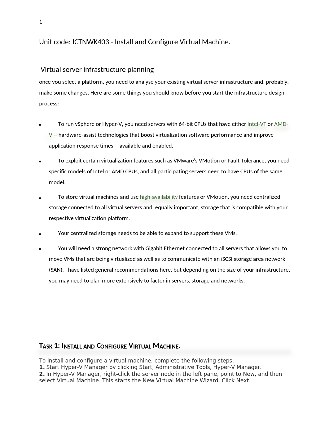 Unit code ICTNWK403 Install and configure virtual machine.docx_dgur8nvatix_page1