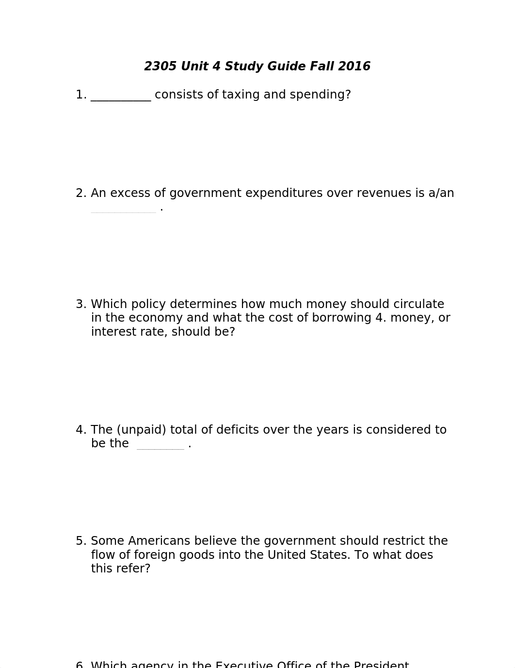 2305 Unit 4 Study Guide Fall 2016_dgvpctlmmd1_page1