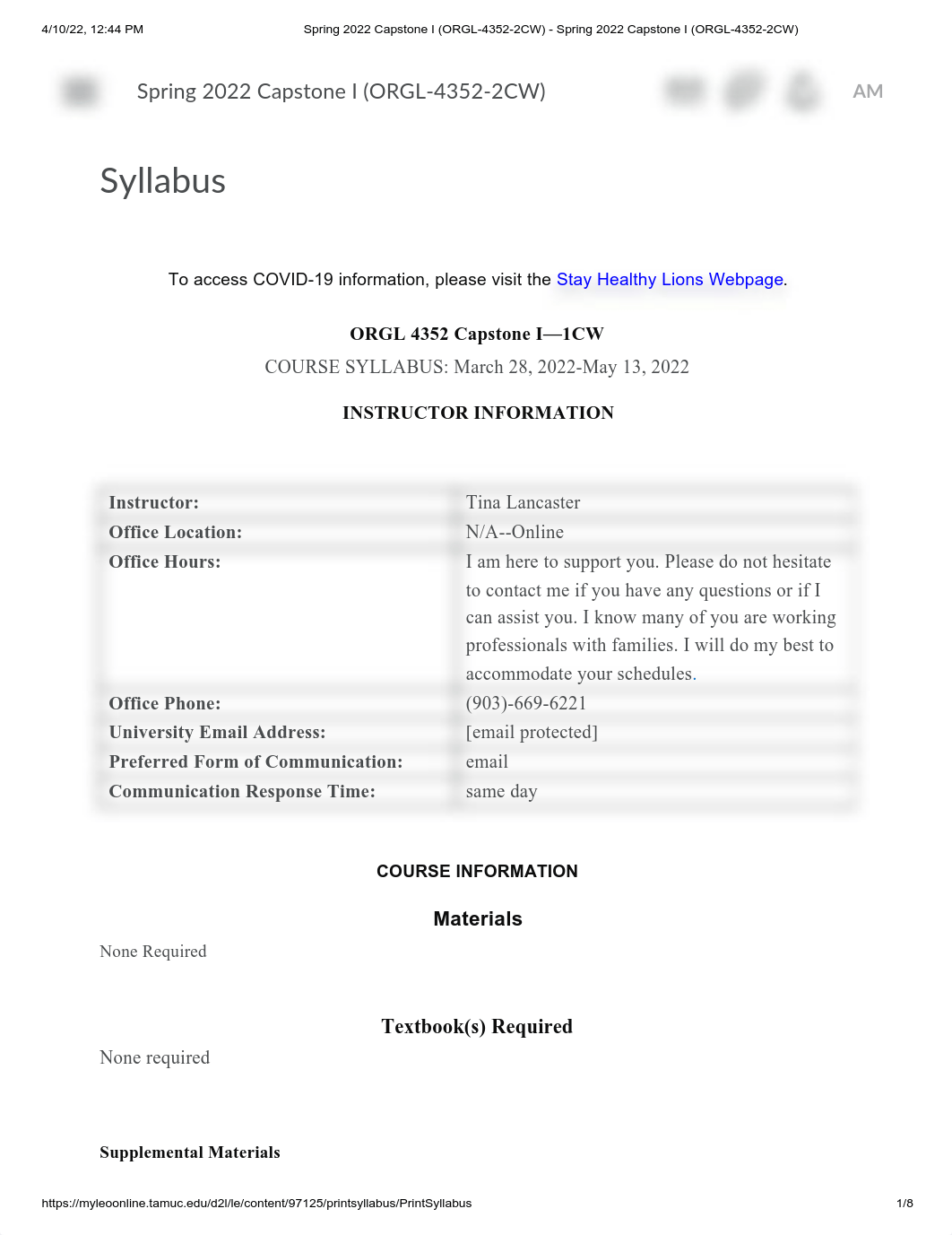 Spring 2022 Capstone I (ORGL-4352-2CW) Syllabus.pdf_dgwer30dgh1_page1