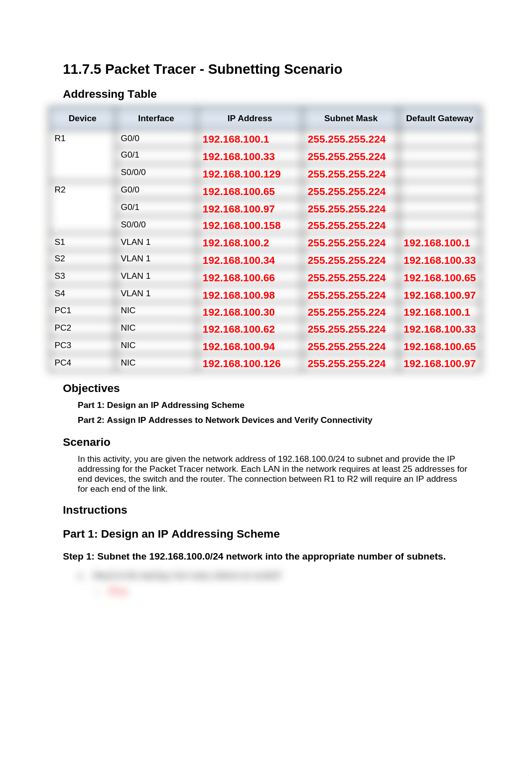 11.7.5 Packet Tracer - Subnetting Scenario.docx_dgxk04lhjhr_page1