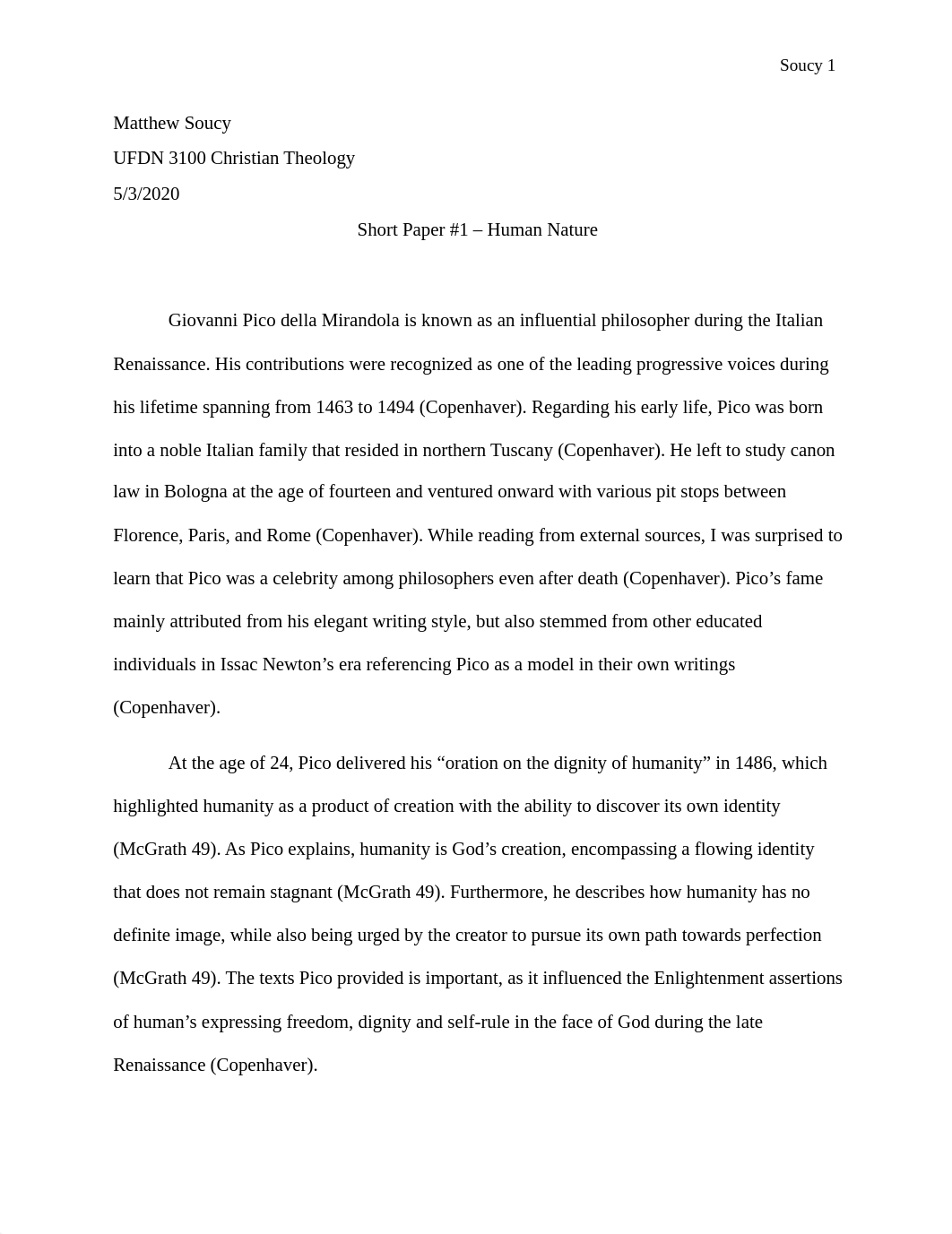 Short Paper #1 - Human Nature (Christian Theology UFND 3100).docx_dgxpy633cpc_page1