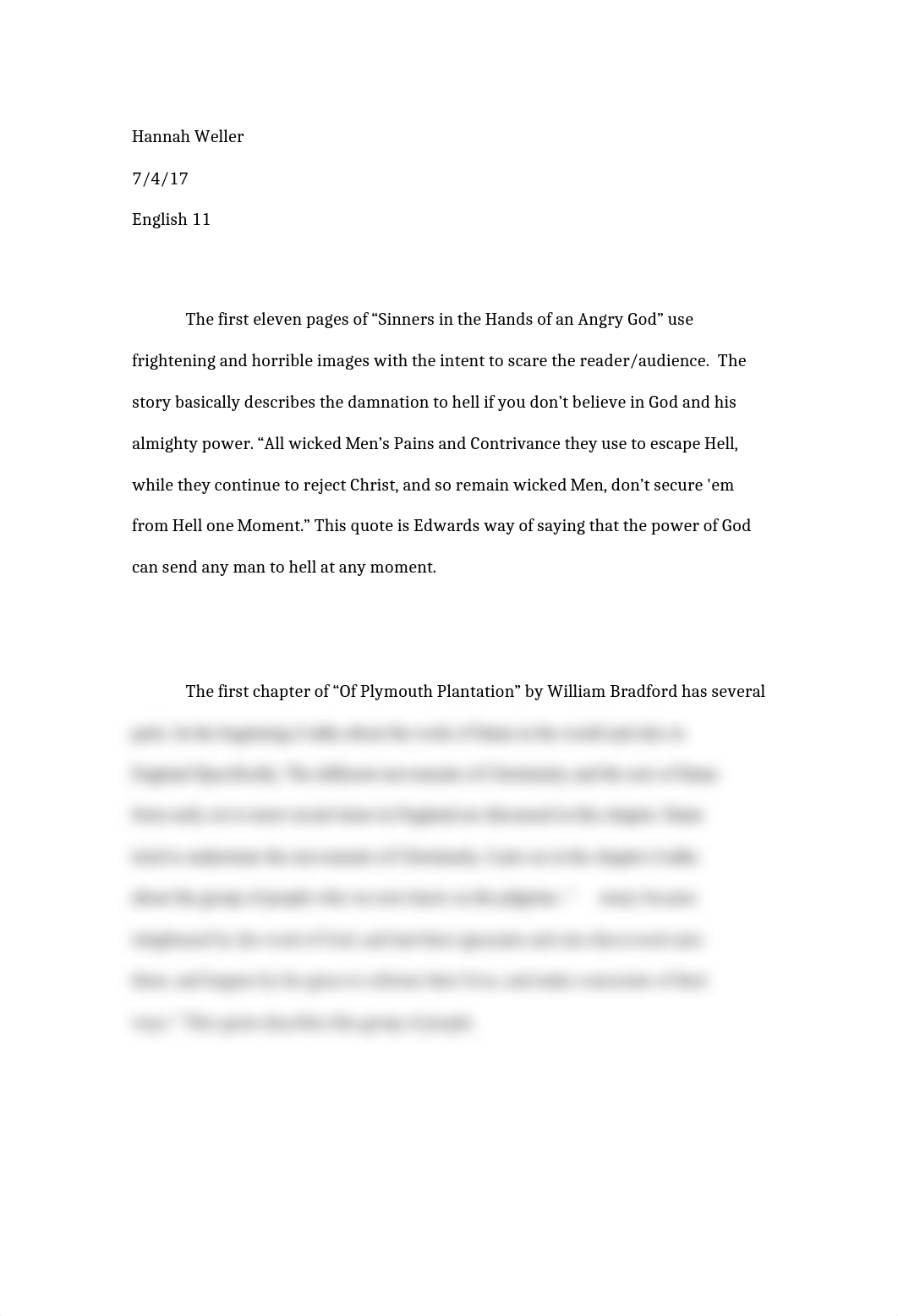 Summary- 'Of Plymouth Plantation' & 'Sinners in the Hands of an Angry God'.docx_dgxxrgrwqyl_page1