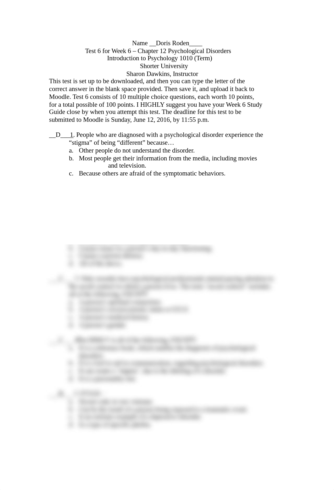 Test 6 - Week 6 - Chapter 12 Psychological Disorders_dgzkzfk78o0_page1