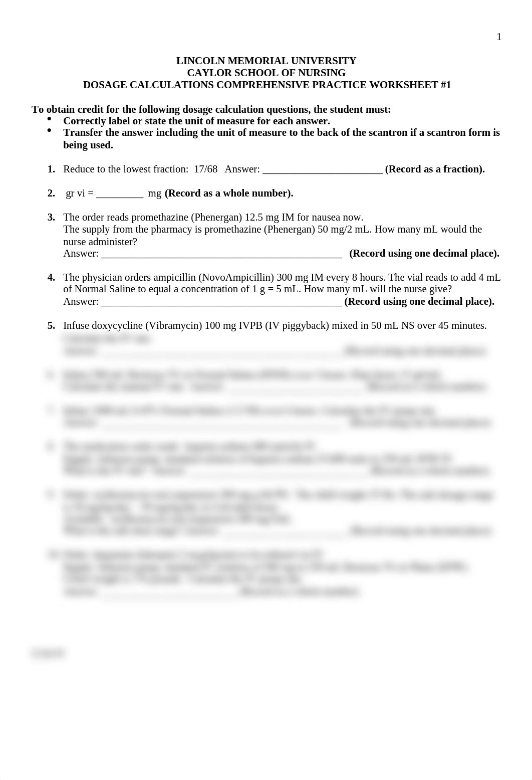 Nursing 115 Comprehensive dosage calculations practice worksheet #1.doc_dh029g5fwqp_page1