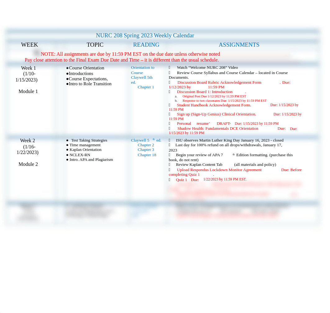 NURC 208 Spring 2023Weekly Calendar.docx_dh135s78hpu_page1