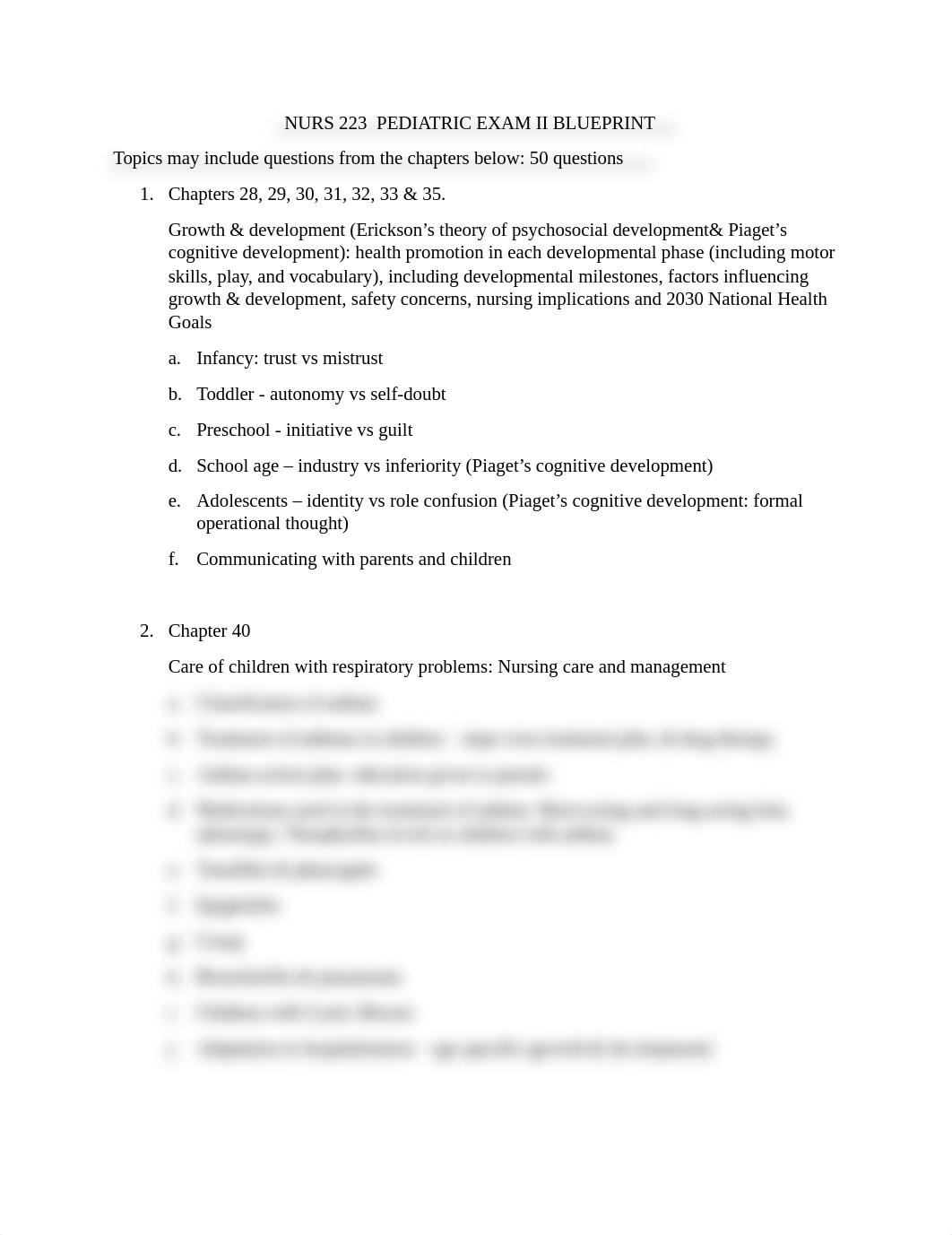 NURS 223  Pediatric Exam II Blue Print-2.docx_dh1bvcgwug8_page1