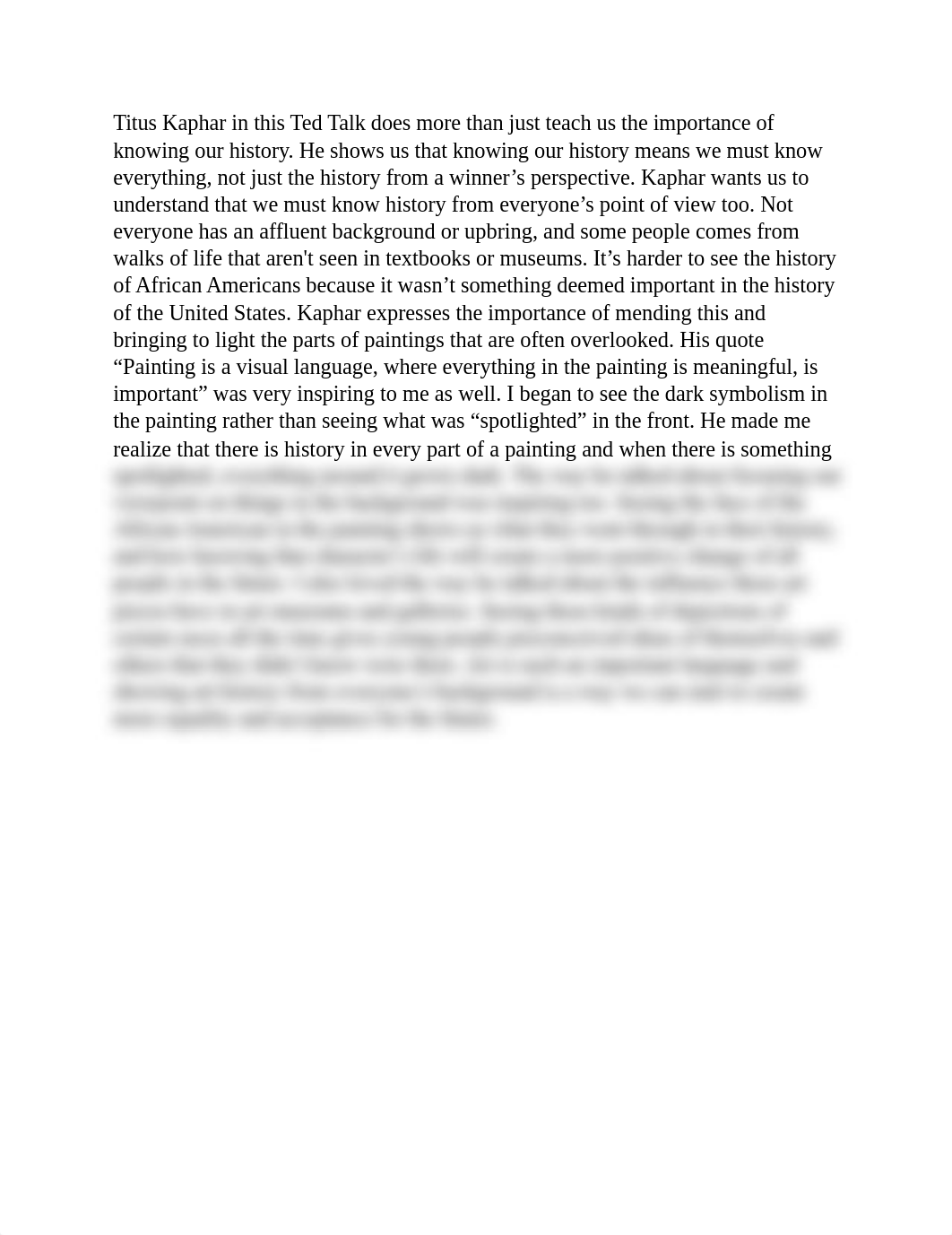 Titus Kaphar Ted Talk Discussion Response Extra Credit ART110.docx_dh1qfb69jmi_page1