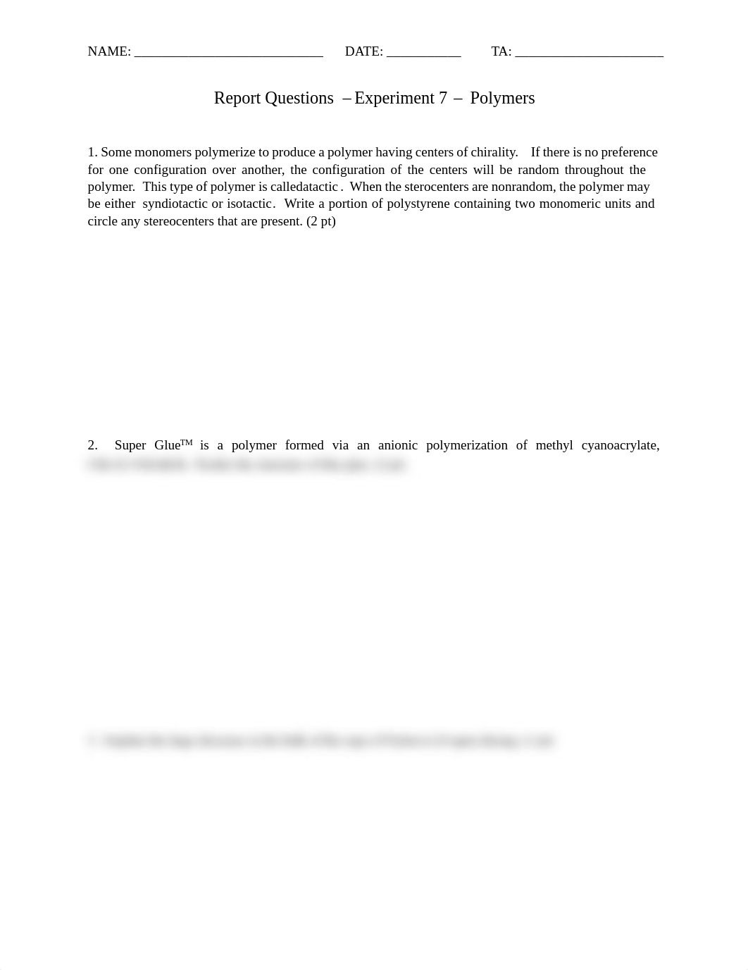 Report Questions- Experiment 7 - Polymers_dh1sdhoh9hm_page1