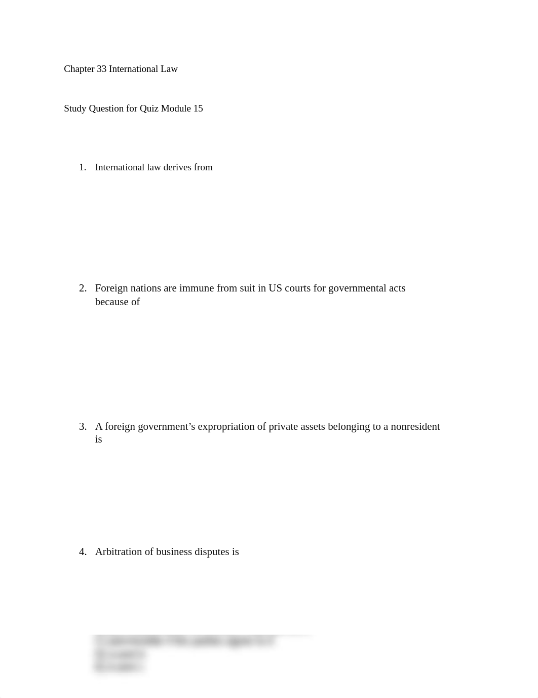 Chapter 33 International Law Study Question for Module 15 Quiz.docx_dh1y7loo00t_page1