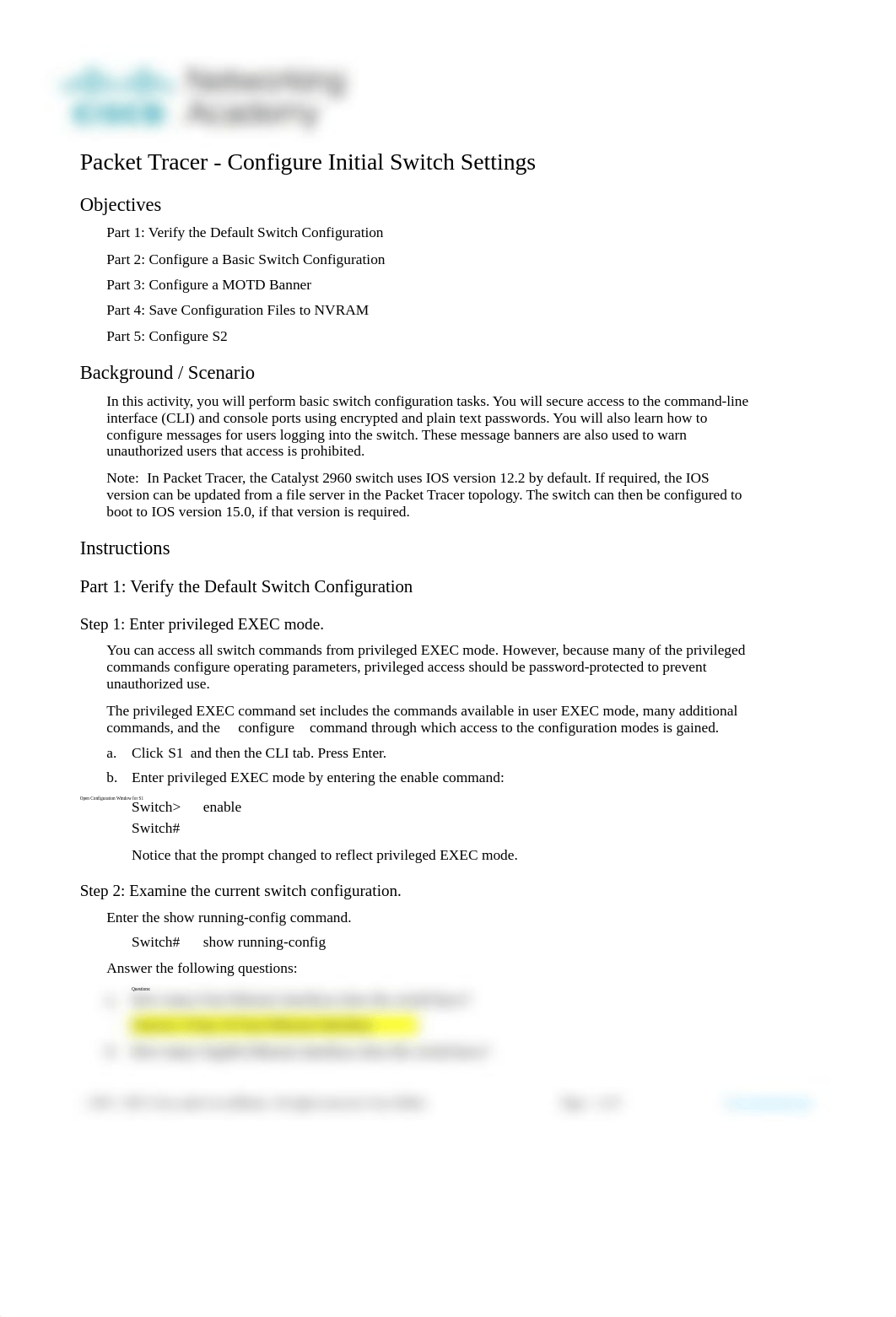 2.5.5 Packet Tracer - Configure Initial Switch Settings.docx_dh23cnzr3r4_page1