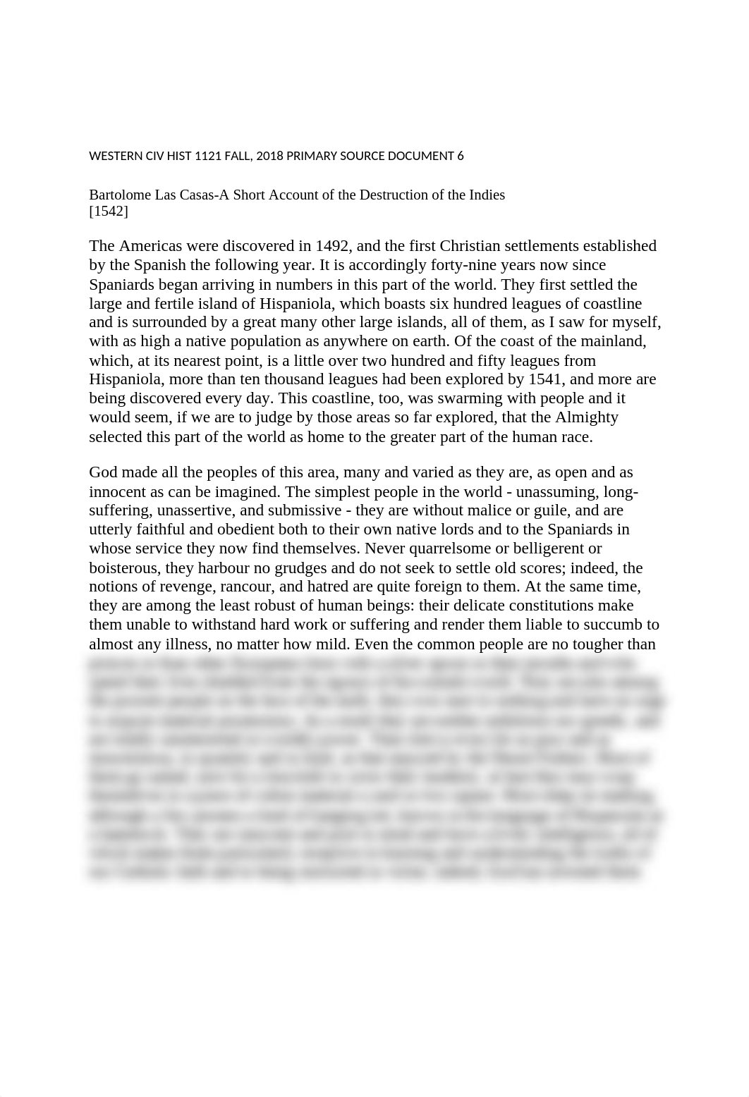 WESTERN CIV HIST 1121 FALL.PSD 6-LAS CASAS AN ACCOUNT OF THE ATROCITIES IN THE INDIES.docx_dh2xuhdk6uc_page1