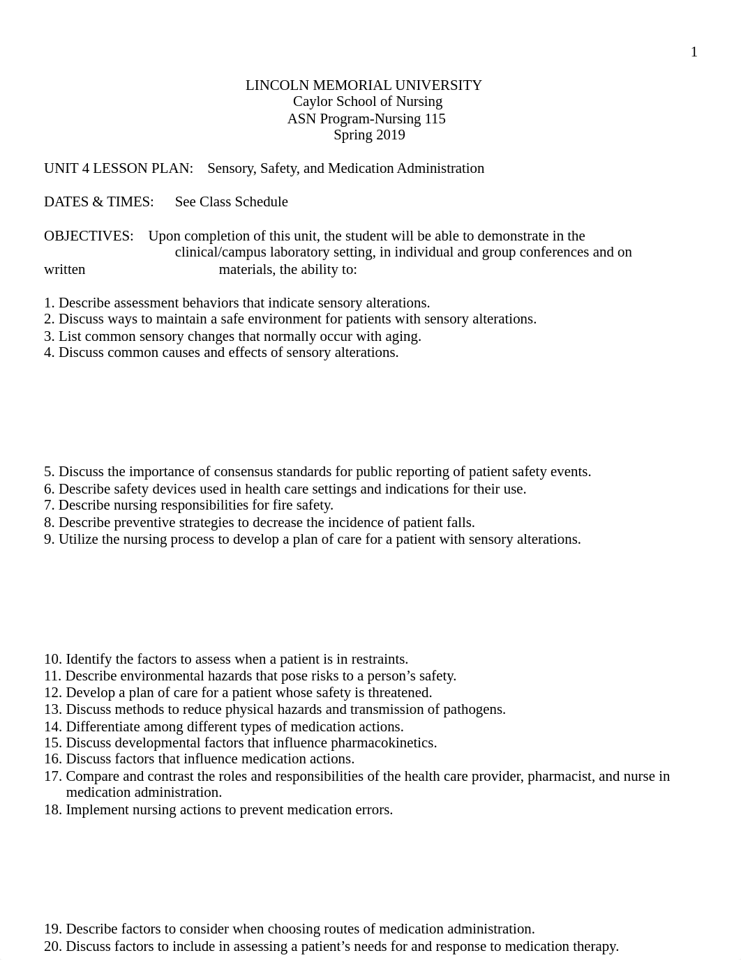 NURS 115 Unit 4 Safety Sensory and Medications Sp 19(1).docx_dh317v5xro1_page1