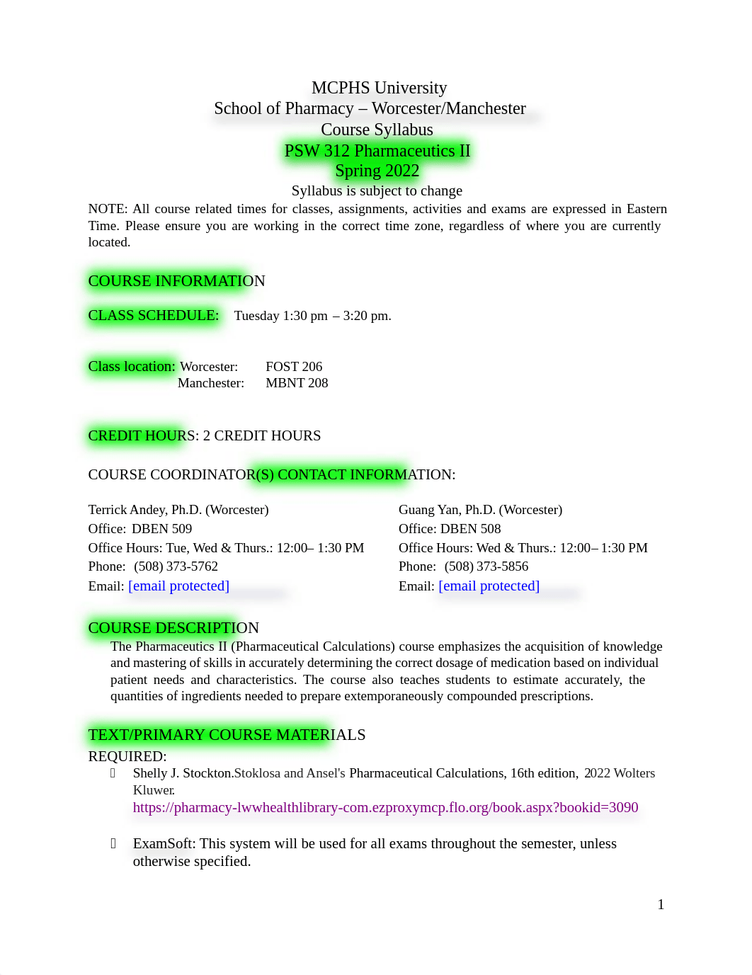 Syllabus-PSW 312 Pharmaceutical Calculations-2022.pdf_dh3mj2uyiiq_page1