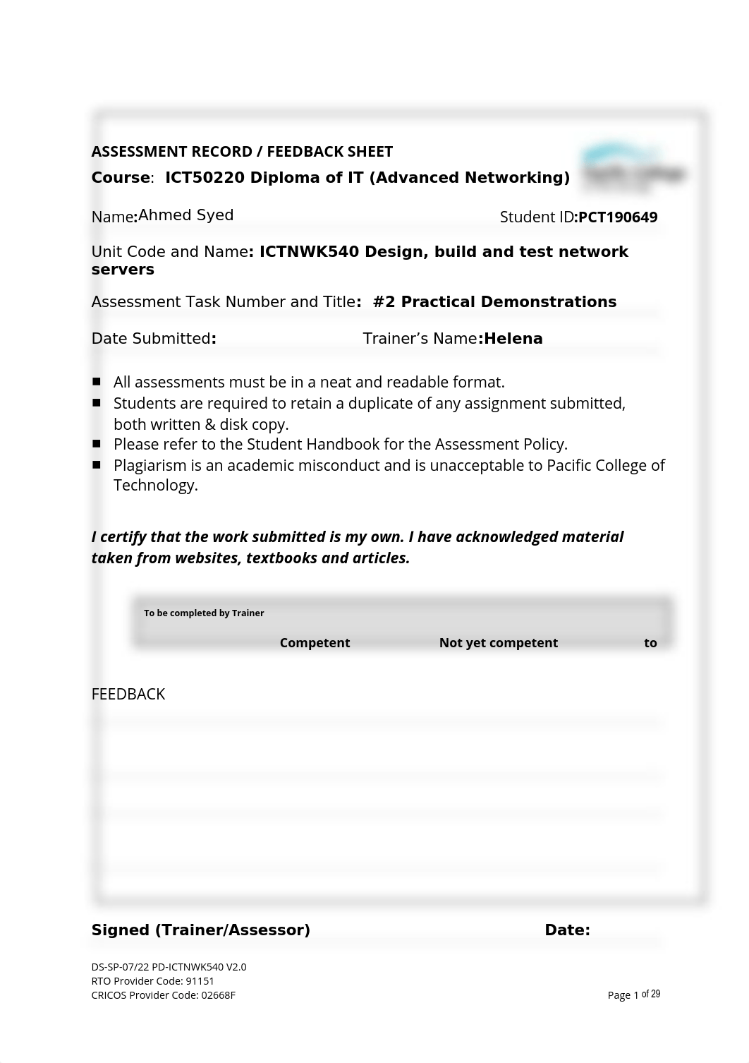 ICTNWK540- Assessment 2 - Practical Demonstration (1).docx_dh5eoarh7dz_page1