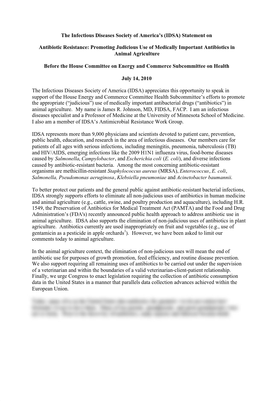 Testimony on Judicious Use of Antibiotics in Animals House EC Subcommittee on Health 071410_dh6rg000v3n_page1