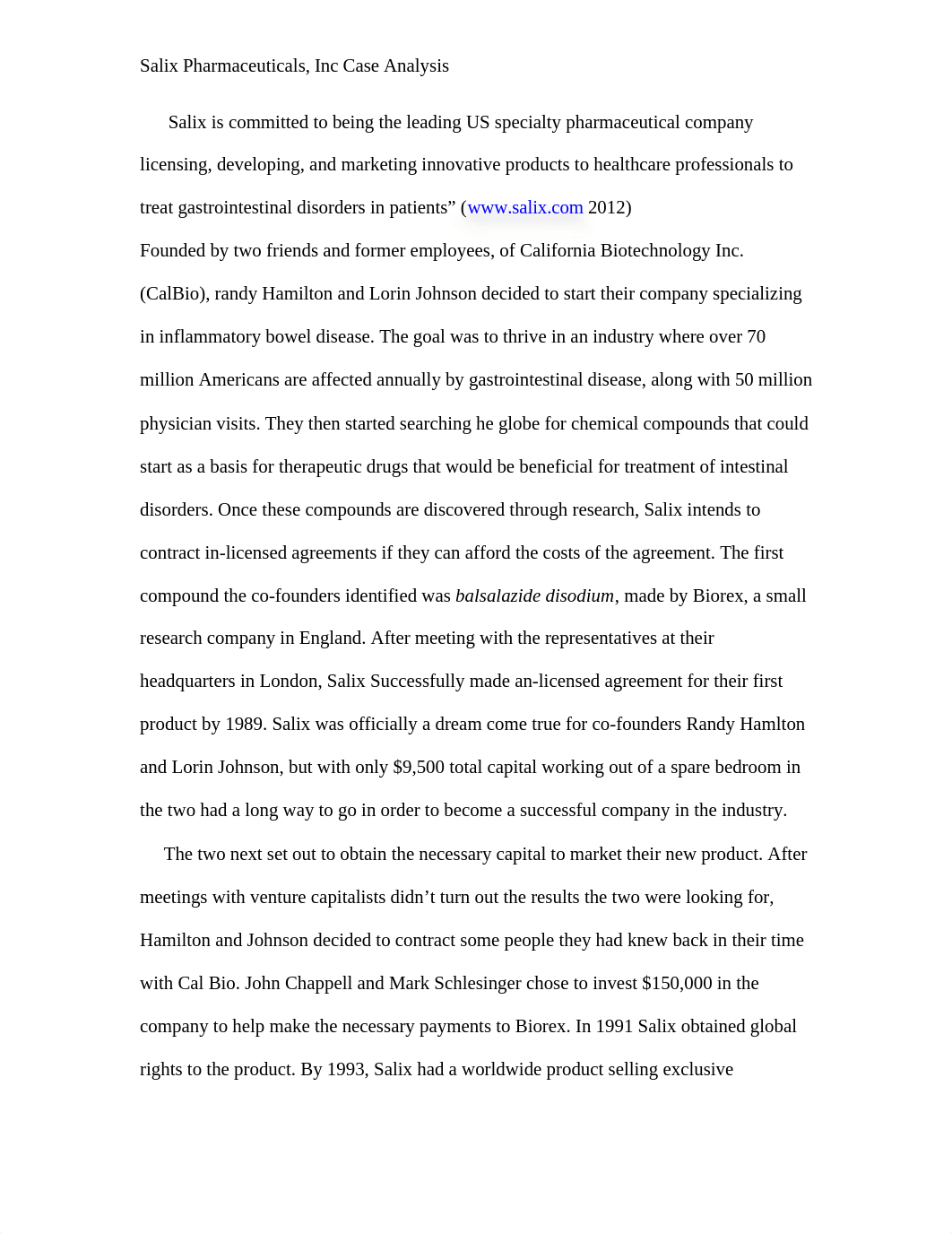 Case Study Analysis of Salix Pharmaceuticals, Inc. - Strategic Planning - BUS 441_dh6x24mrwm4_page2