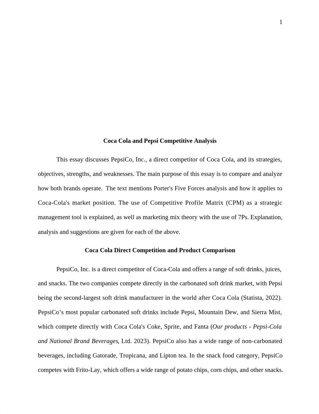 Coca Cola and Pepsi Competitive Analysis.docx_dh81lm1rc3d_page1