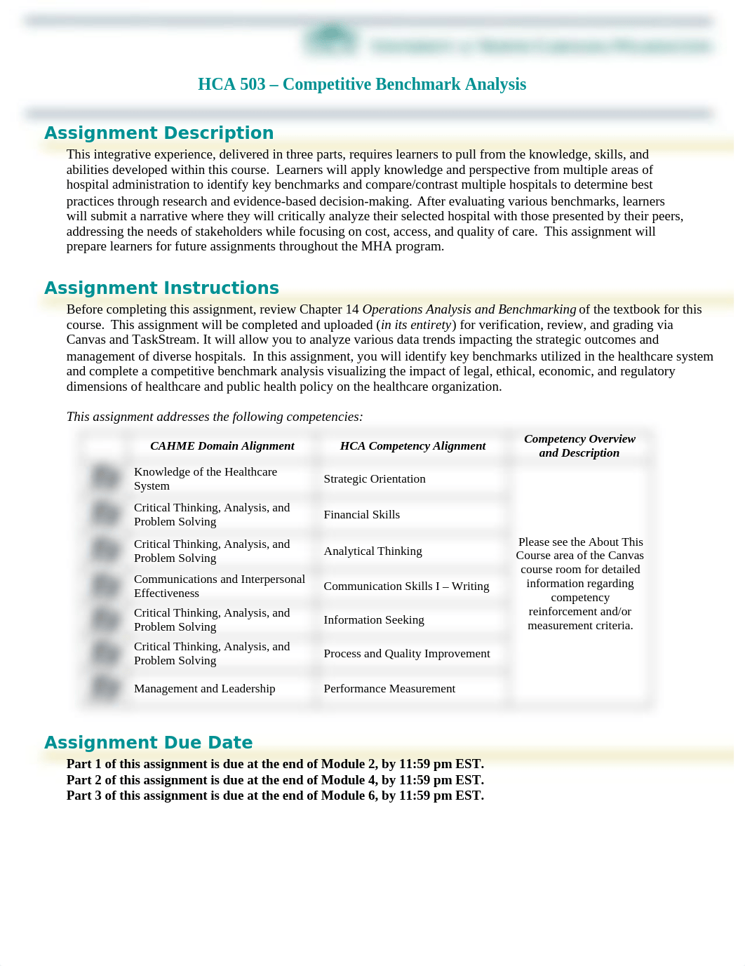 Brown_HCA_503_Competitive_Benchmark_Analysis_Assignment Part 2 Completed.docx_dh8sgsw93ah_page1