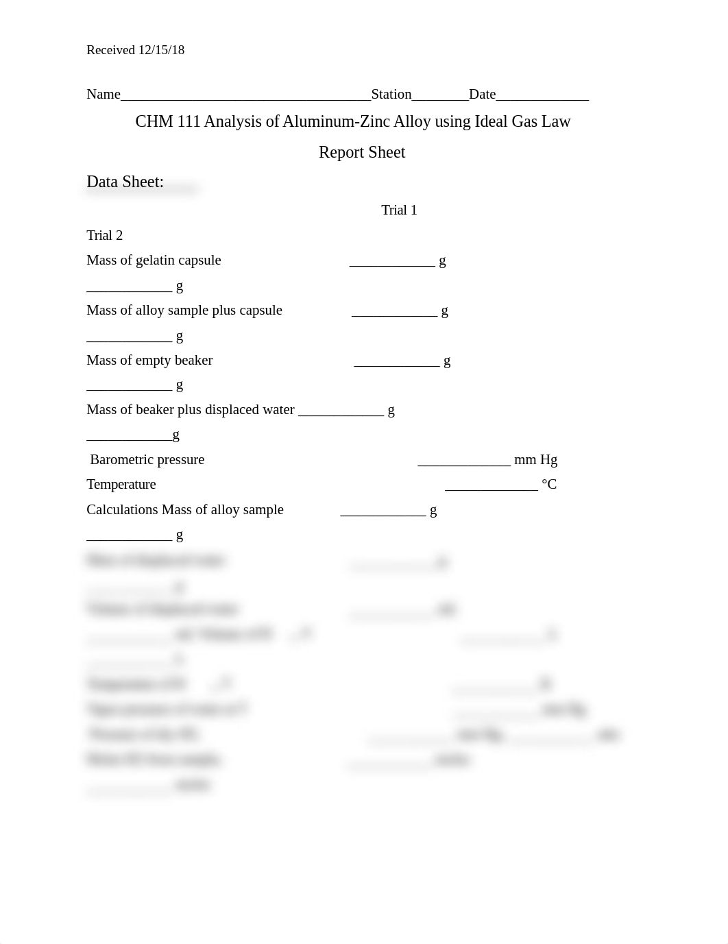 Report Sheet - CHM 111 Analysis of Aluminum-Zinc Alloy using Ideal Gas Law.docx_dh96k7q68uk_page1