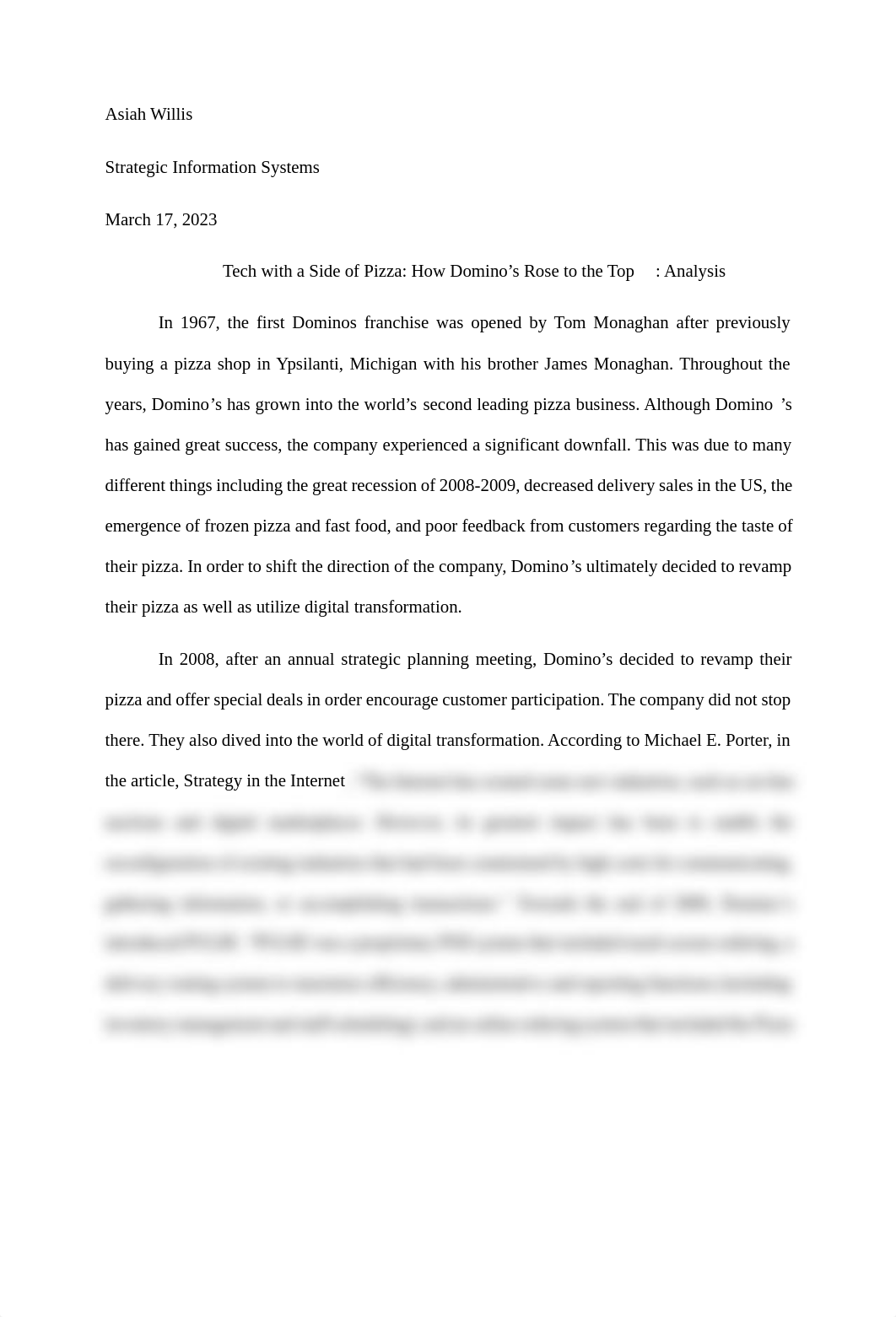 Asiah Willis Domino's Case Analysis.pdf_dh9oq0js8rt_page1